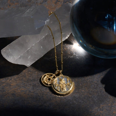 Hecate Pendant necklace on crystals