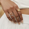 Model shown with Double Pearl Ring, Pearl Ring and Aphrodite Signet Ring.