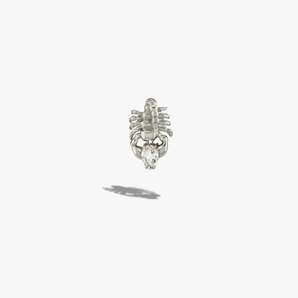 Awe Inspired Earrings 925 Sterling Silver / Single Right Gemstone Scorpion Studs