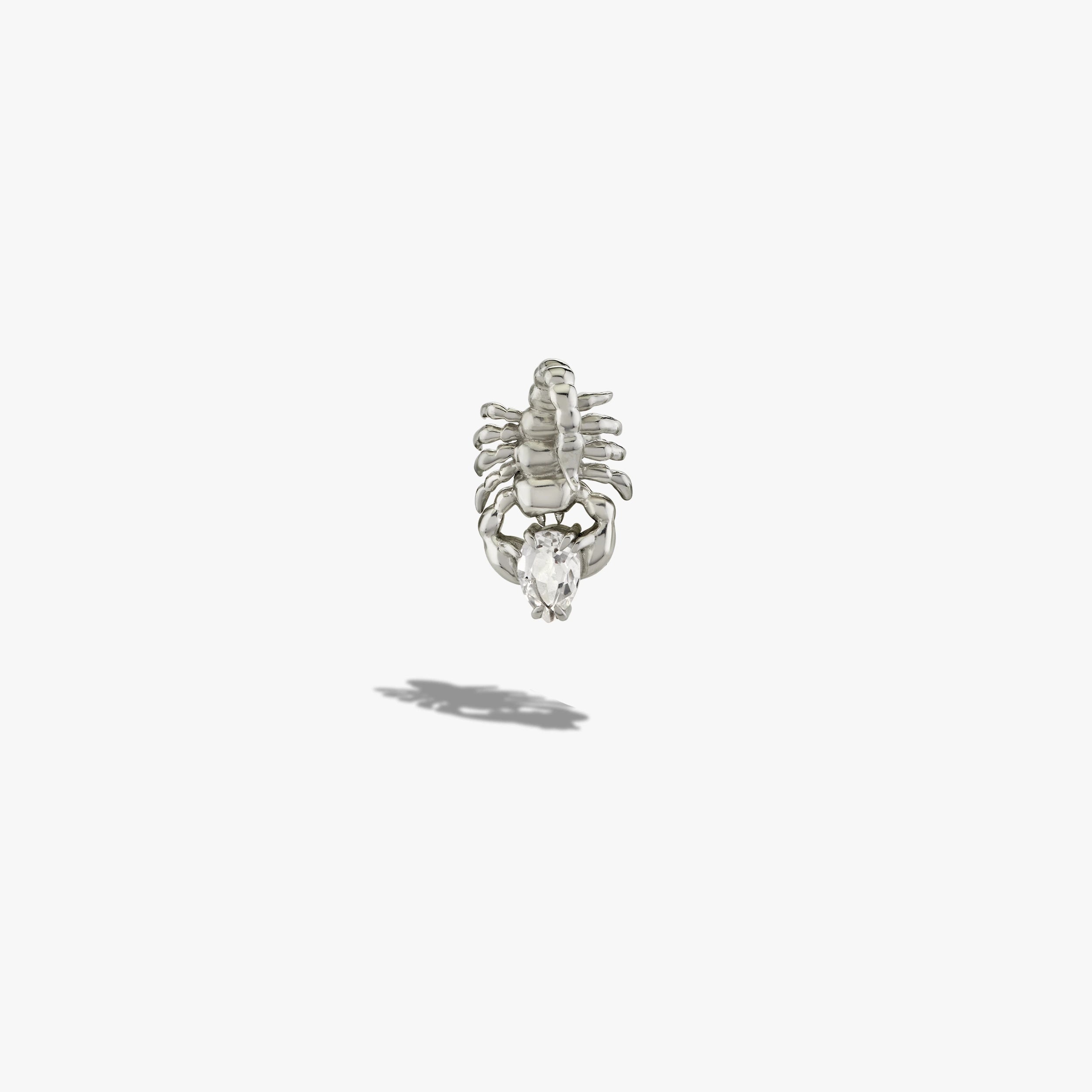 Awe Inspired Earrings 925 Sterling Silver / Single Right Gemstone Scorpion Studs