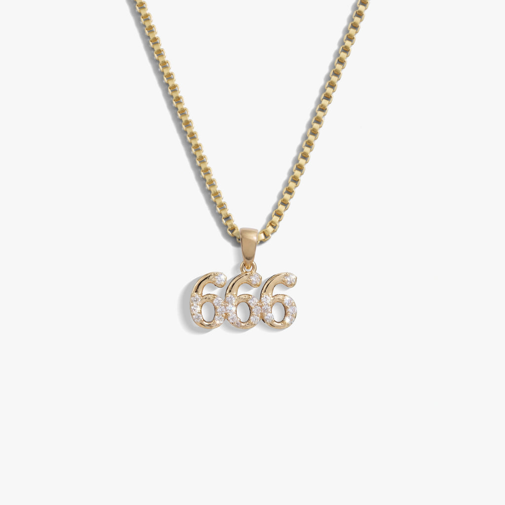 Awe Inspired Necklaces 14K Gold Vermeil / 666 / 16''-18'' Sapphire Angel Number Necklace