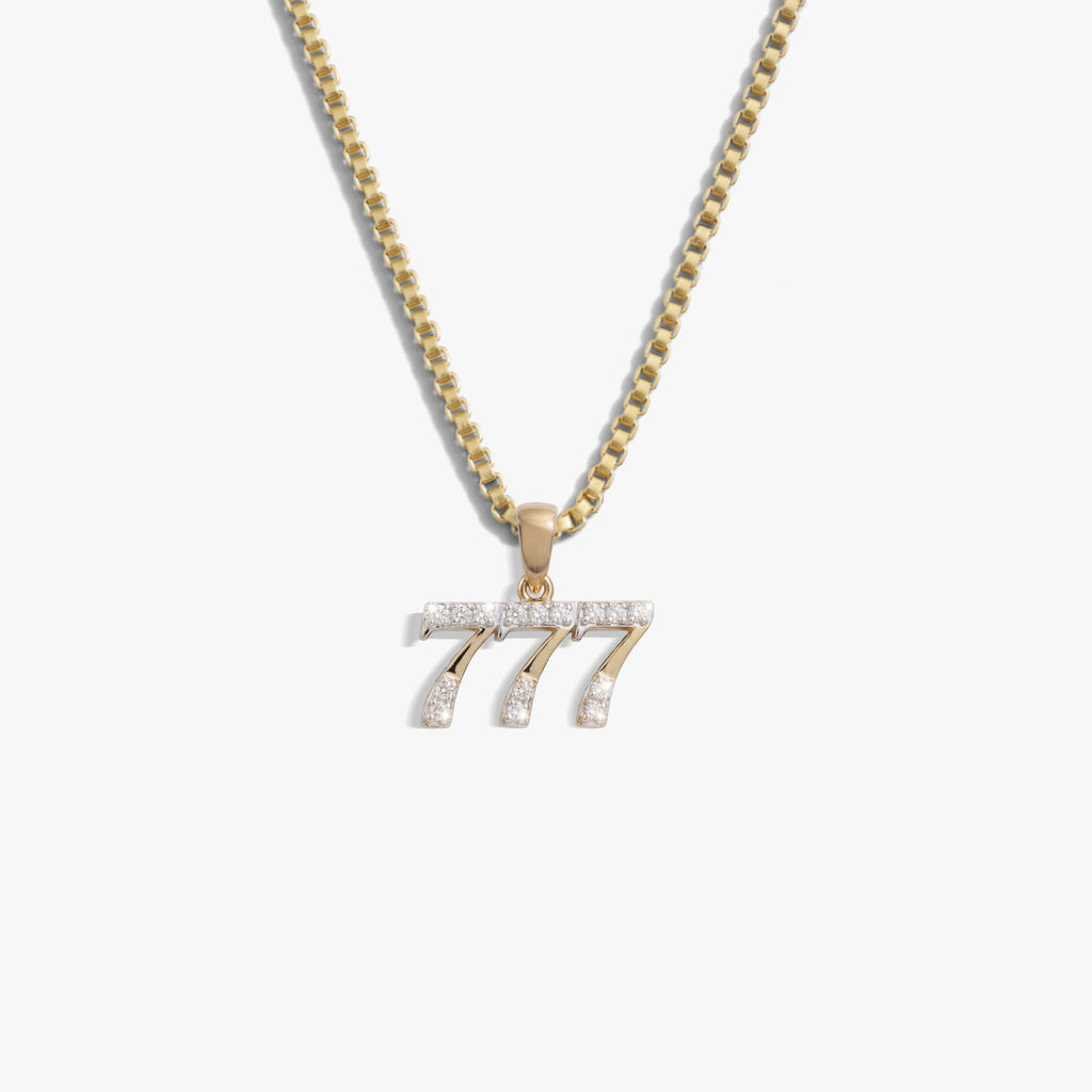 Awe Inspired Necklaces 14K Gold Vermeil / 777 / 16''-18'' Sapphire Angel Number Necklace