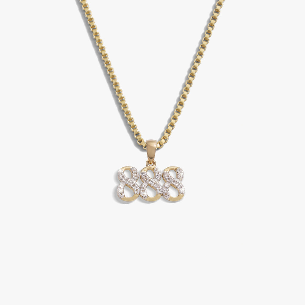 Awe Inspired Necklaces 14K Gold Vermeil / 888 / 16''-18'' Sapphire Angel Number Necklace