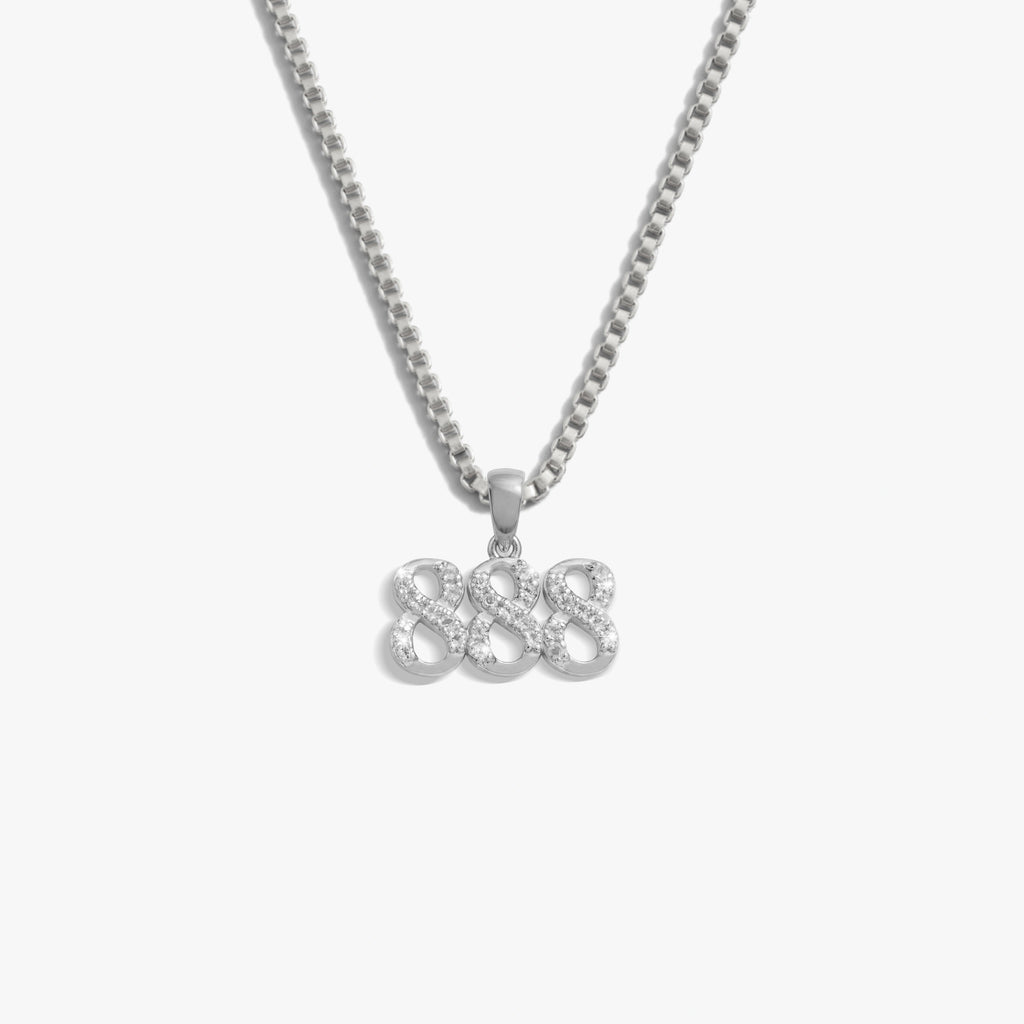 Awe Inspired Necklaces 925 Sterling Silver / 888 / 16''-18'' Sapphire Angel Number Necklace