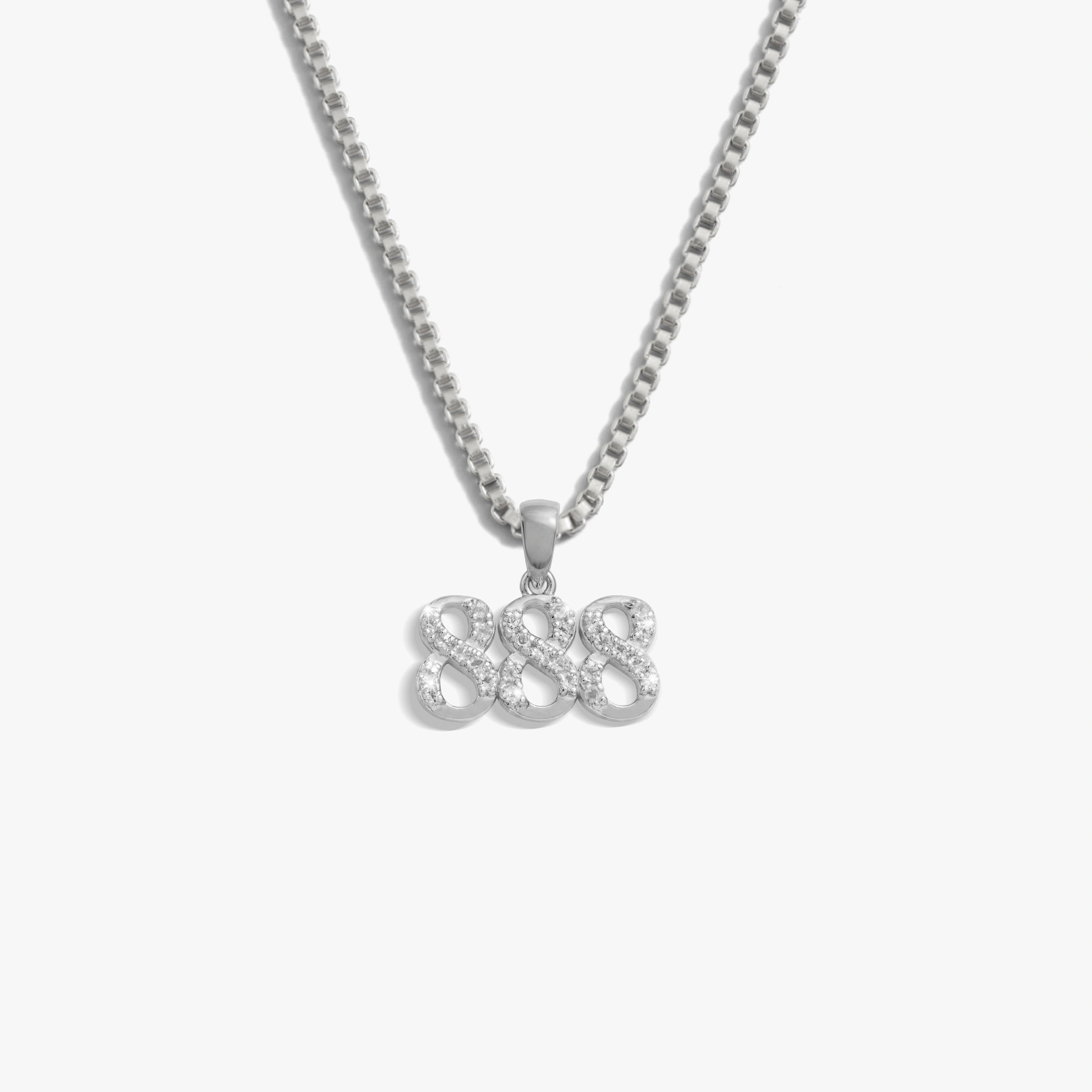 Awe Inspired Necklaces 925 Sterling Silver / 888 / 16''-18'' Sapphire Angel Number Necklace