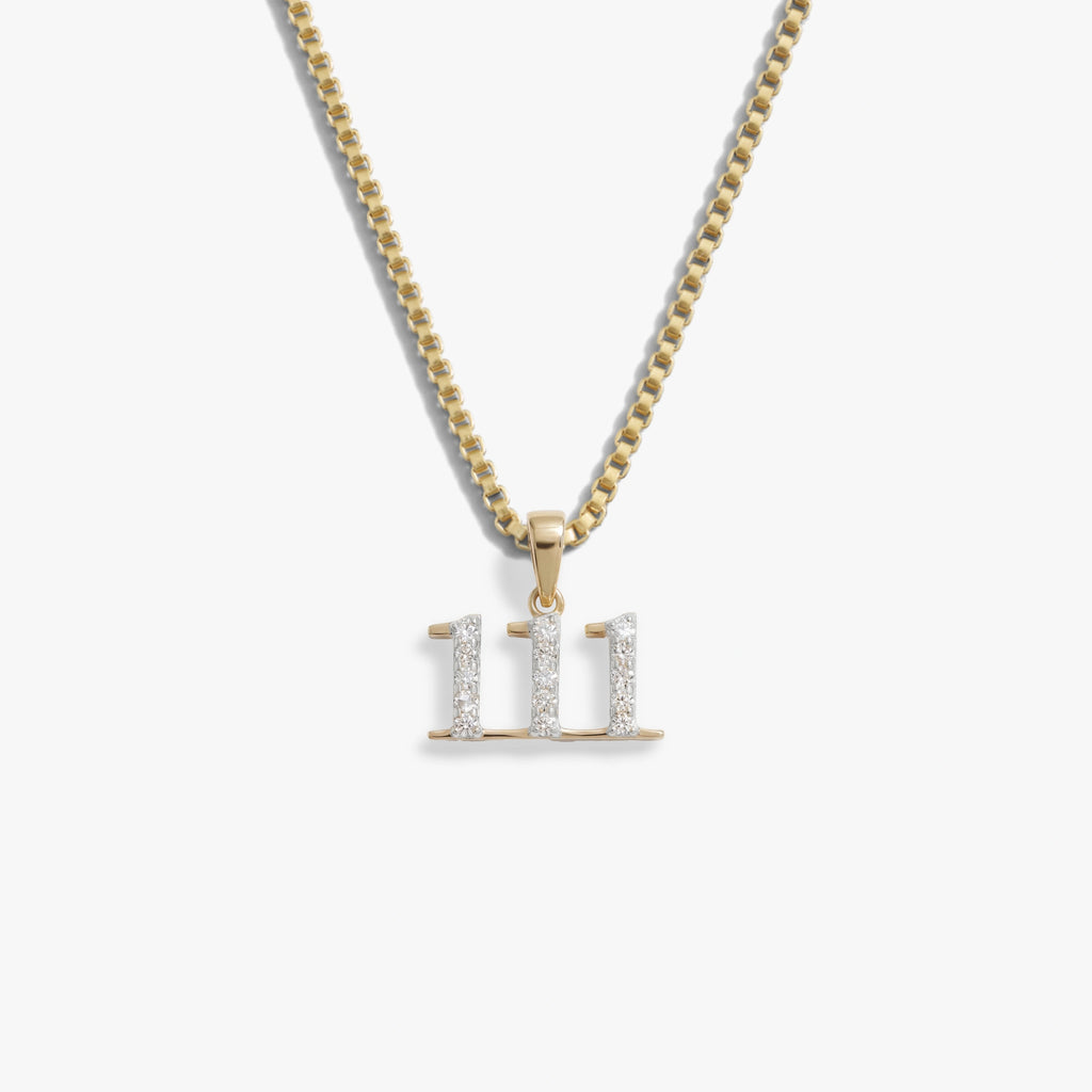 Awe Inspired Necklaces 14K Gold Vermeil / 111 / 16''-18'' Sapphire Angel Number Necklace