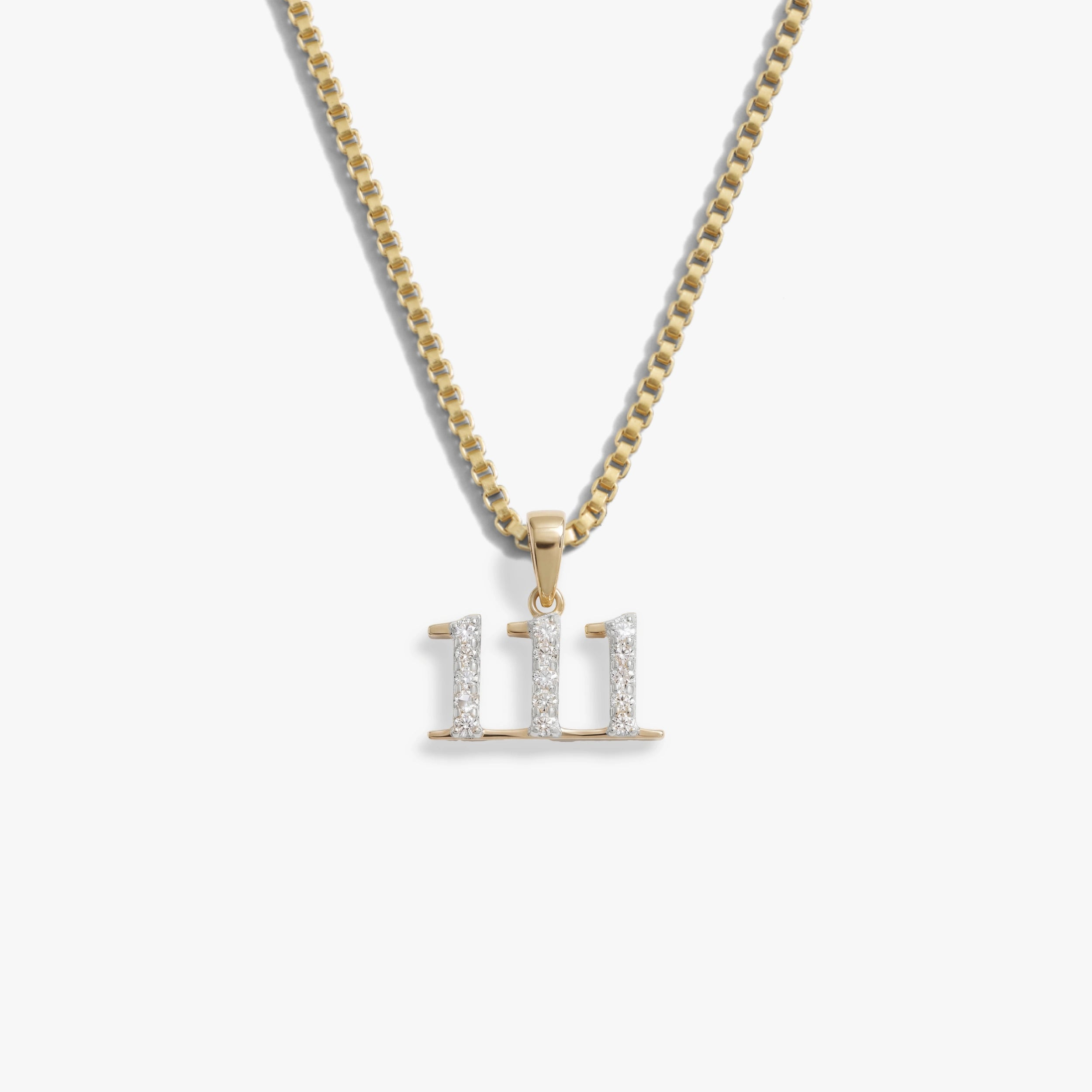 Awe Inspired Necklaces 14K Gold Vermeil / 111 / 16''-18'' Sapphire Angel Number Necklace