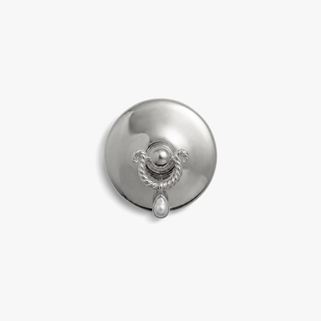 Awe Inspired Accessories Silver Plated Brass Pierced Pearl Brooch