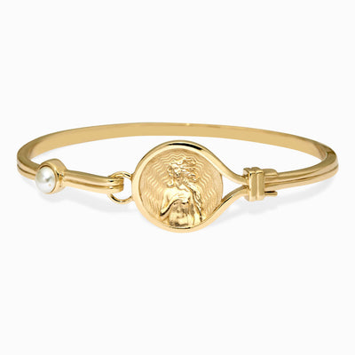 A Goddess Cuff Bracelet by Awe Inspired with an image of Jesus.