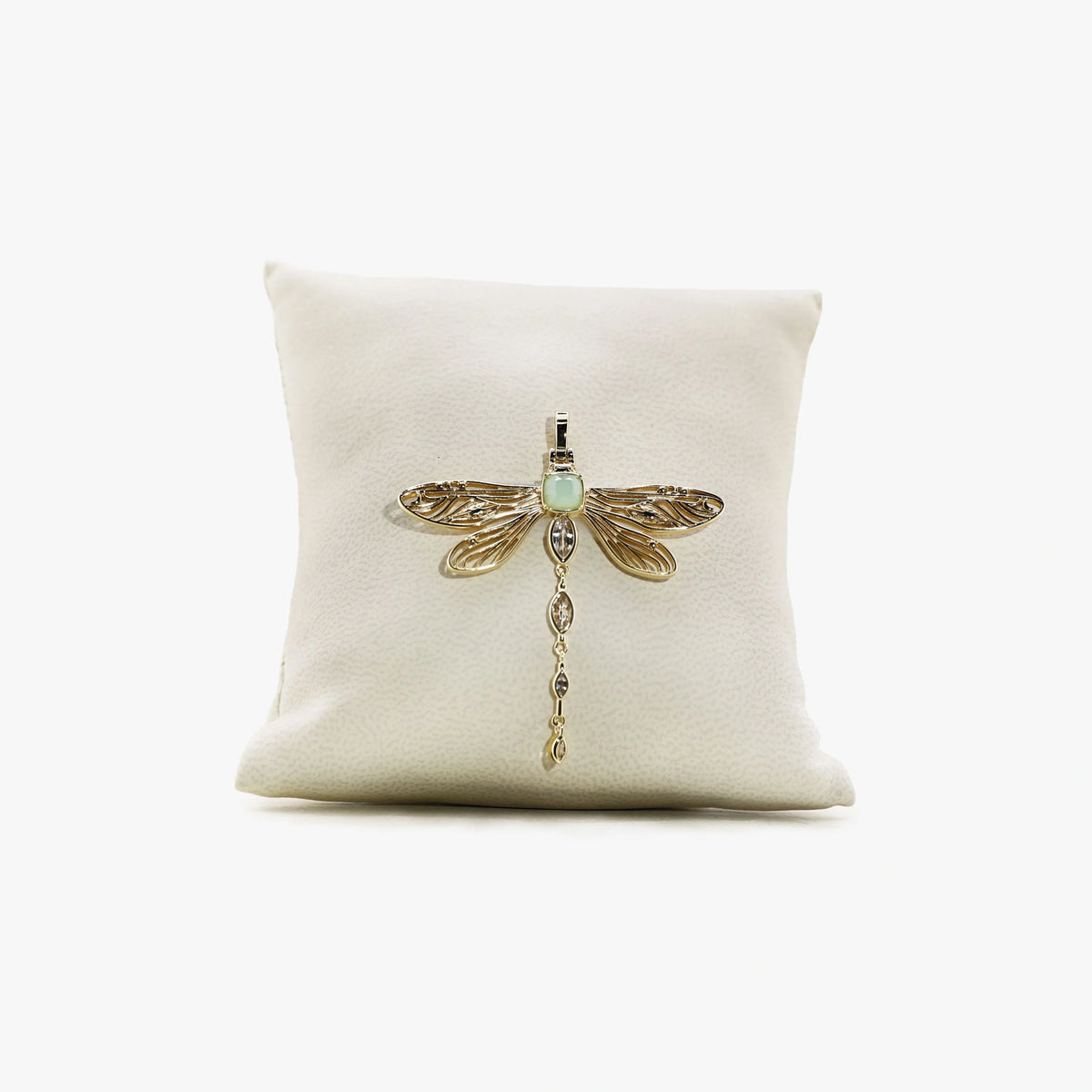 Awe Inspired Pendant 14K Gold Vermeil / Light Green Amethyst Archive Secret Forest Dragonfly Pendant