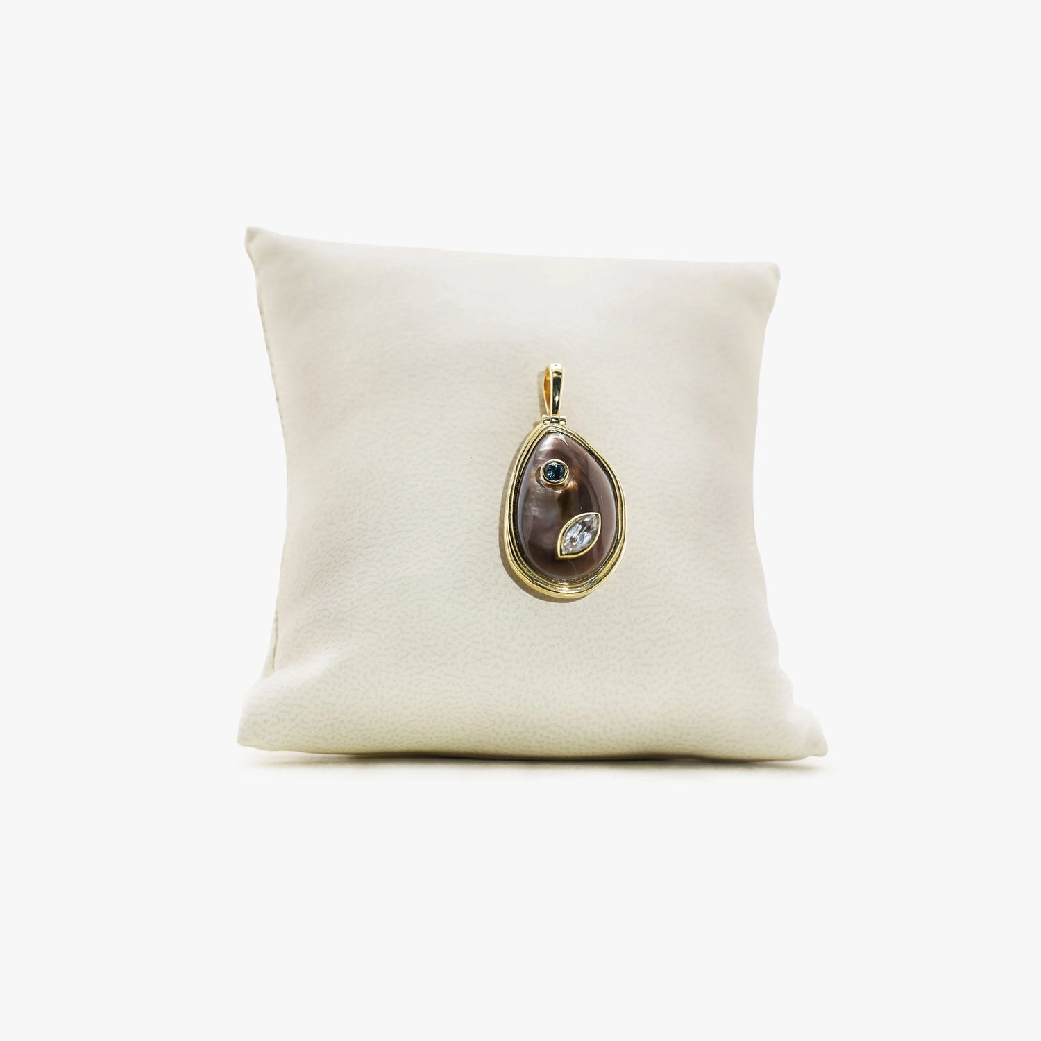 Awe Inspired Pendant 14K Gold Vermeil / Black Mother of Pearl Archive Gemstone Statement Pendant