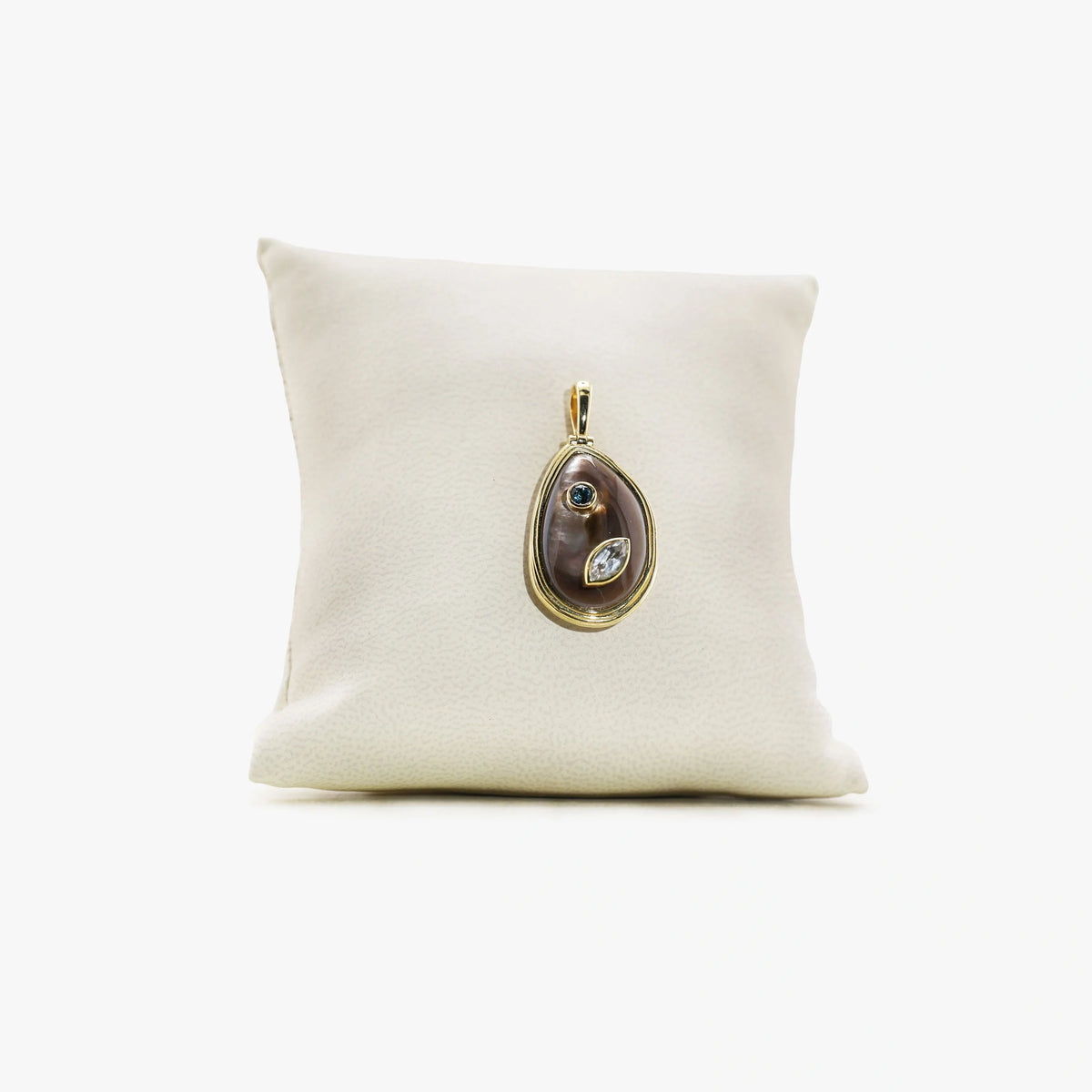 Awe Inspired Pendant 14K Gold Vermeil / Black Mother of Pearl Archive Gemstone Statement Pendant