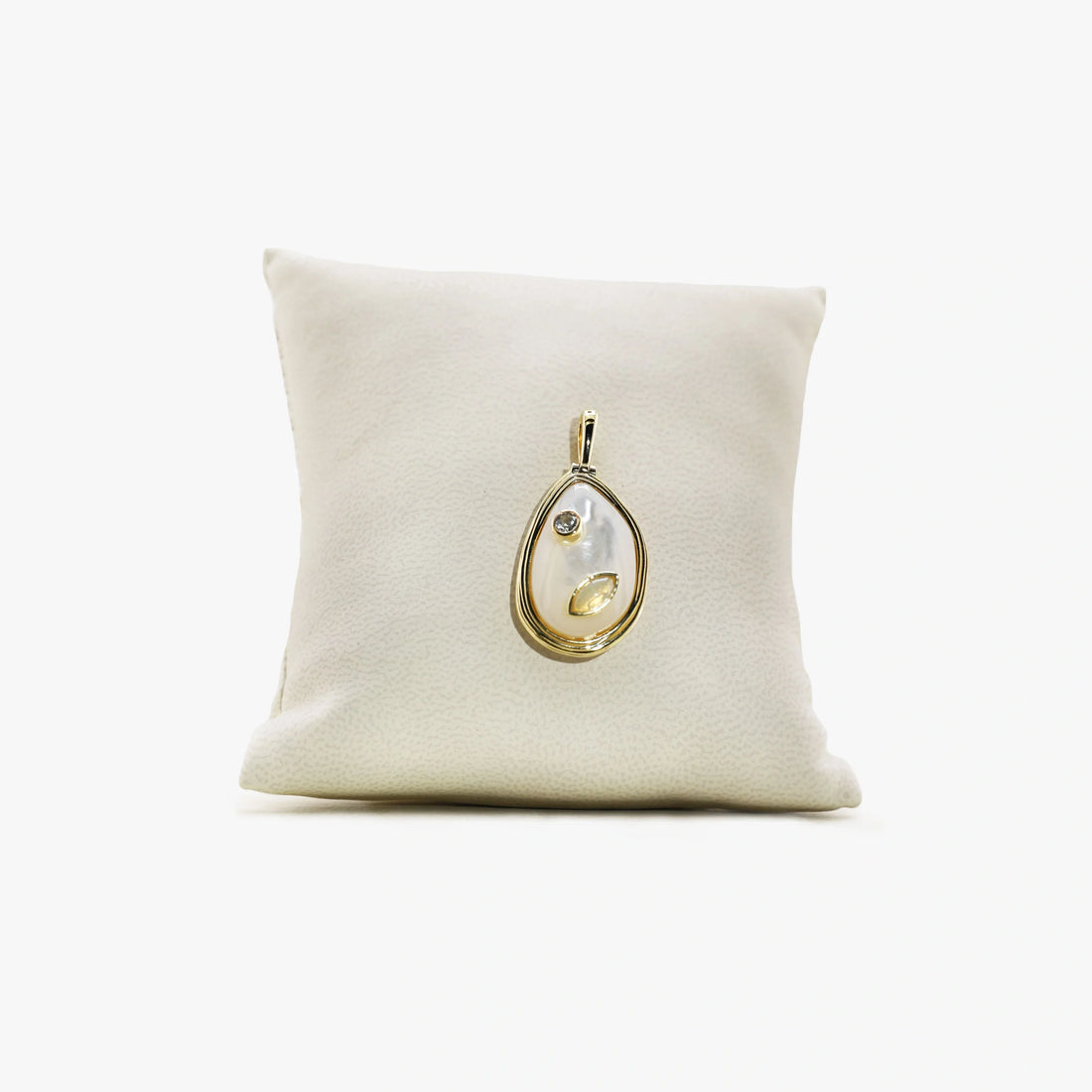 Awe Inspired Pendant 14K Gold Vermeil / White Mother of Pearl Archive Gemstone Statement Pendant