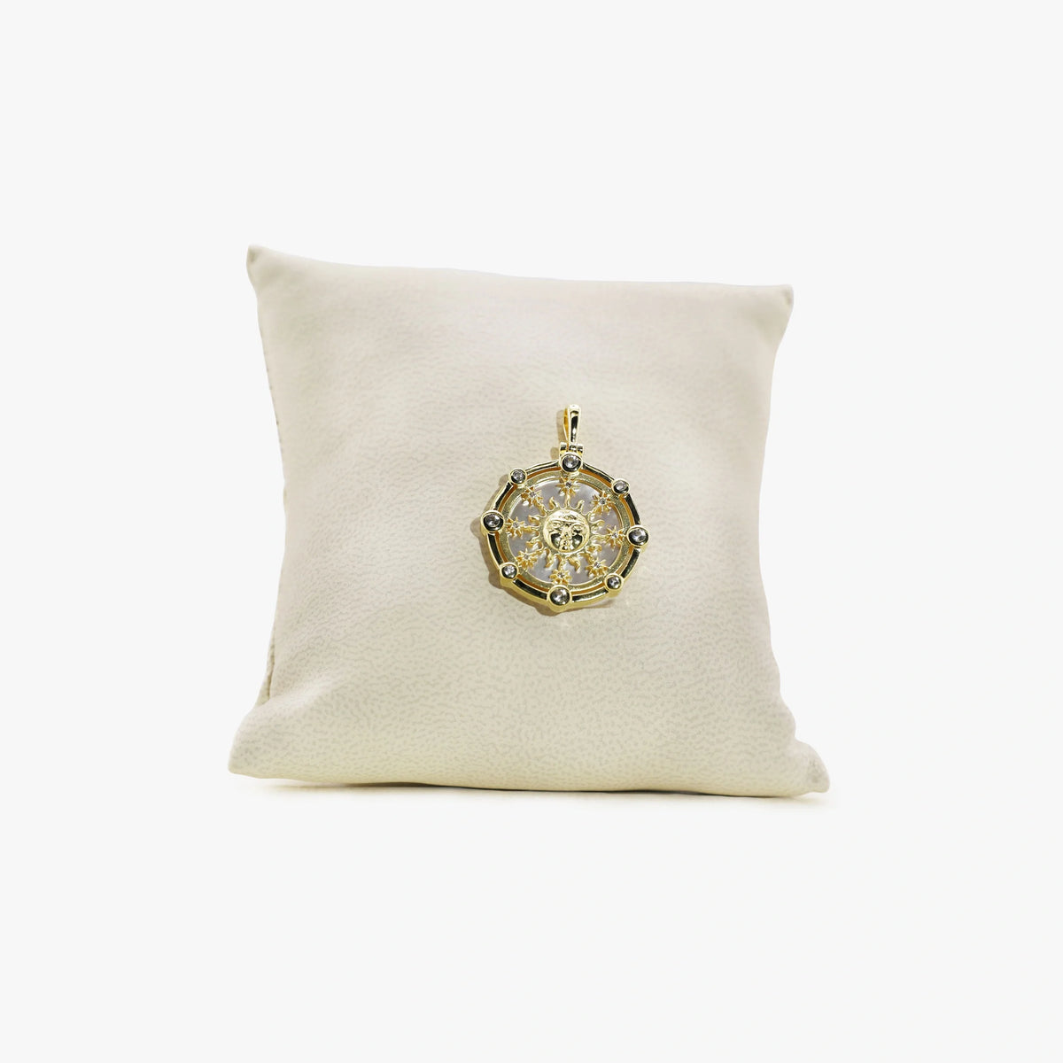 Awe Inspired Pendant 14K Gold Vermeil / White Mother of Pearl Archive Divine Sun Pendant