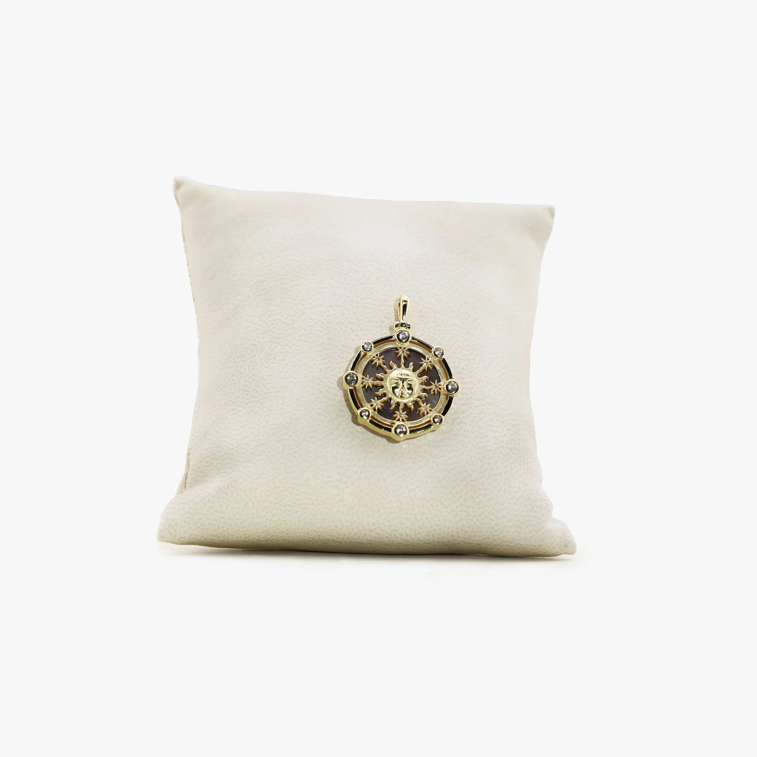 Awe Inspired Pendant 14K Gold Vermeil / Black Mother of Pearl Archive Divine Sun Pendant