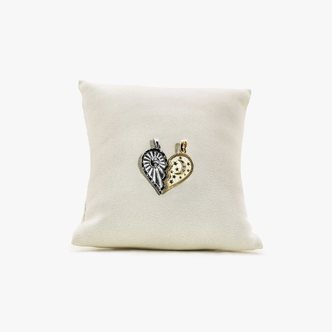 Awe Inspired Pendant 14K Gold Vermeil / 925 Sterling Silver Archive Sun & Moon Split Heart Pendants