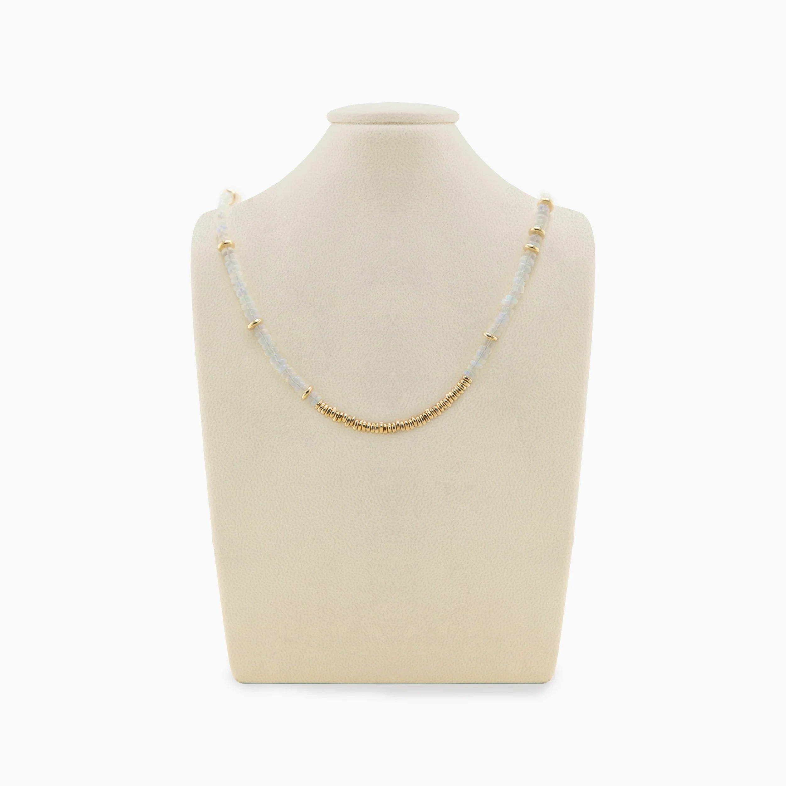Awe Inspired Necklaces 14K Gold Vermeil / White Opal / 14" Archive Beaded & Stations Short Necklace