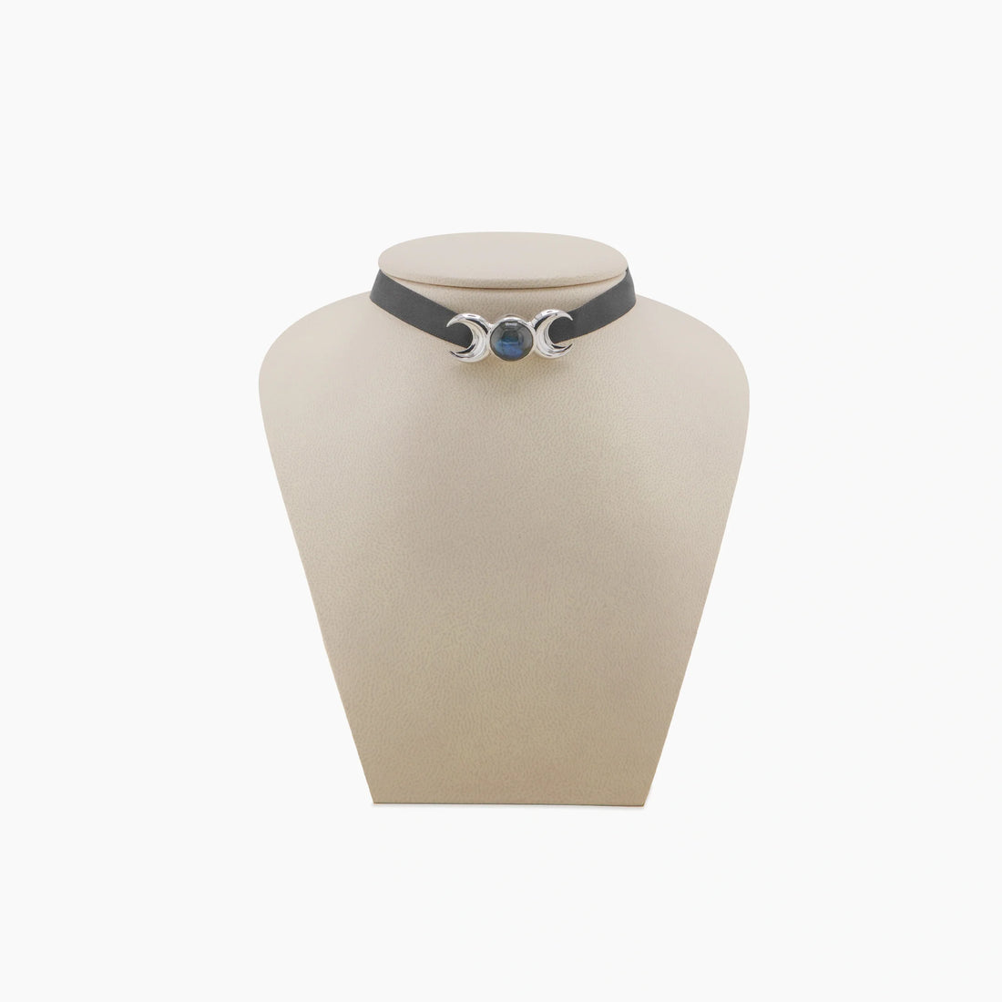 Awe Inspired Necklace 925 Sterling Silver / 12" - 16" / Labradorite Archive Triple Moon Satin Choker