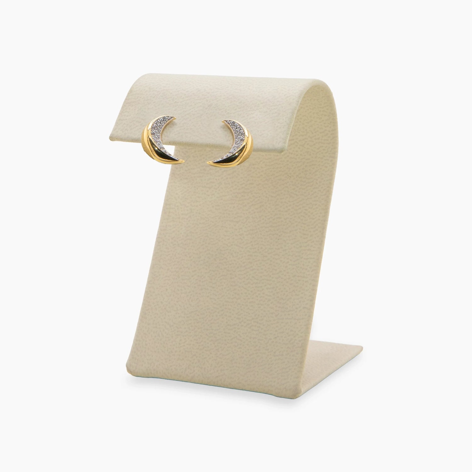 Awe Inspired Earrings 14K Gold Vermeil / White Topaz / Pair Archive Twisted Moon Studs