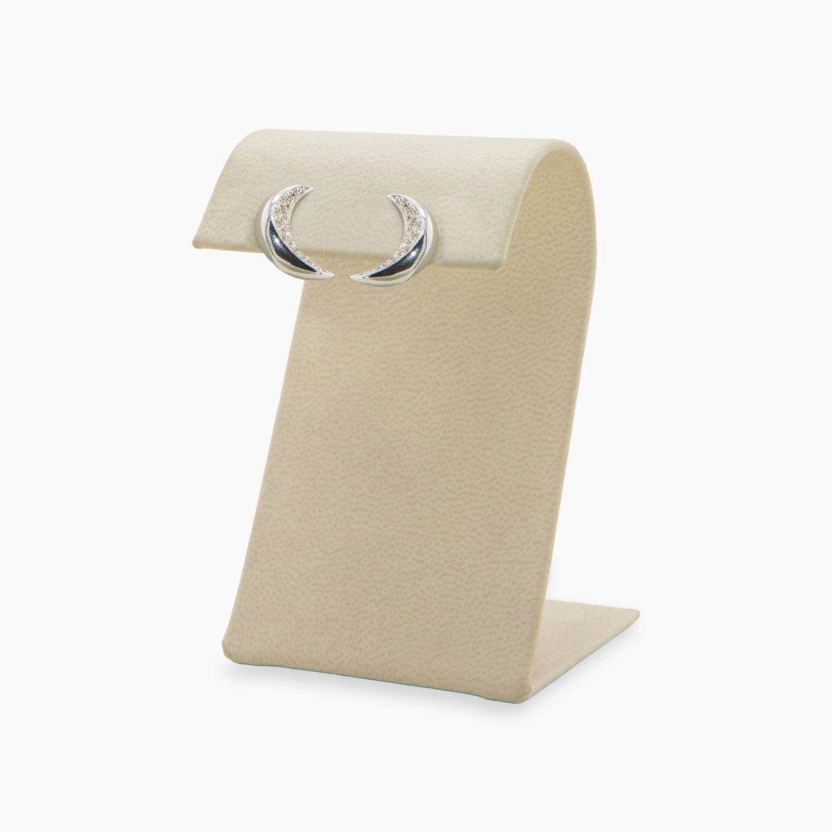 Awe Inspired Earrings 925 Sterling Silver / White Topaz / Pair Archive Twisted Moon Studs