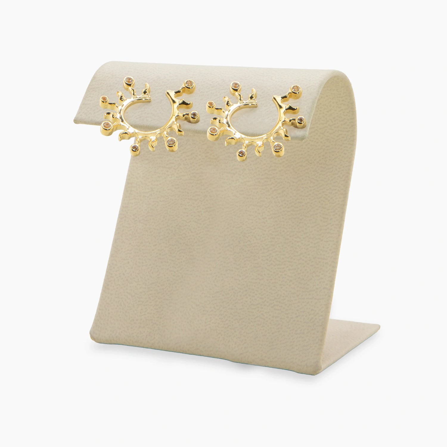 Awe Inspired Earrings 14K Gold Vermeil / White Topaz / Pair Archive Fire Bypass Huggie Hoops