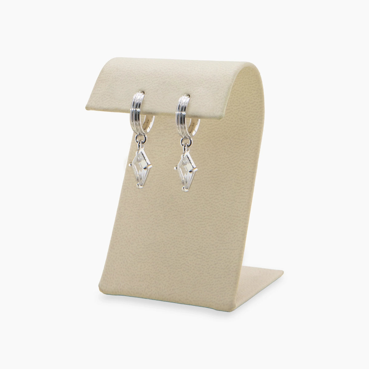 Awe Inspired Earrings 925 Sterling Silver / White Topaz / Pair Archive Prism Huggies