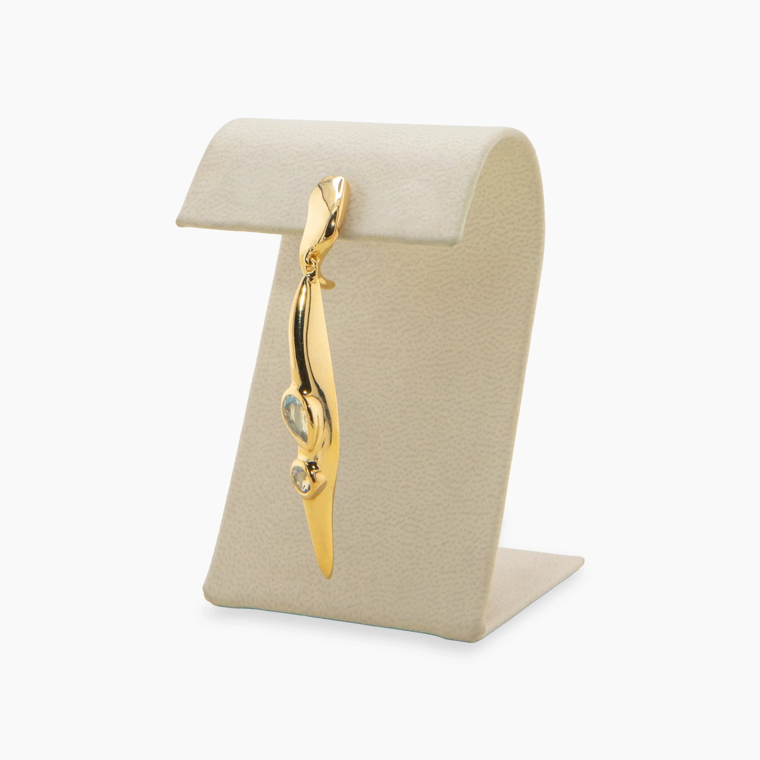 Awe Inspired Earrings 14K Gold Vermeil / Labradorite / Single Archive Molten Gemstone Drop Earring