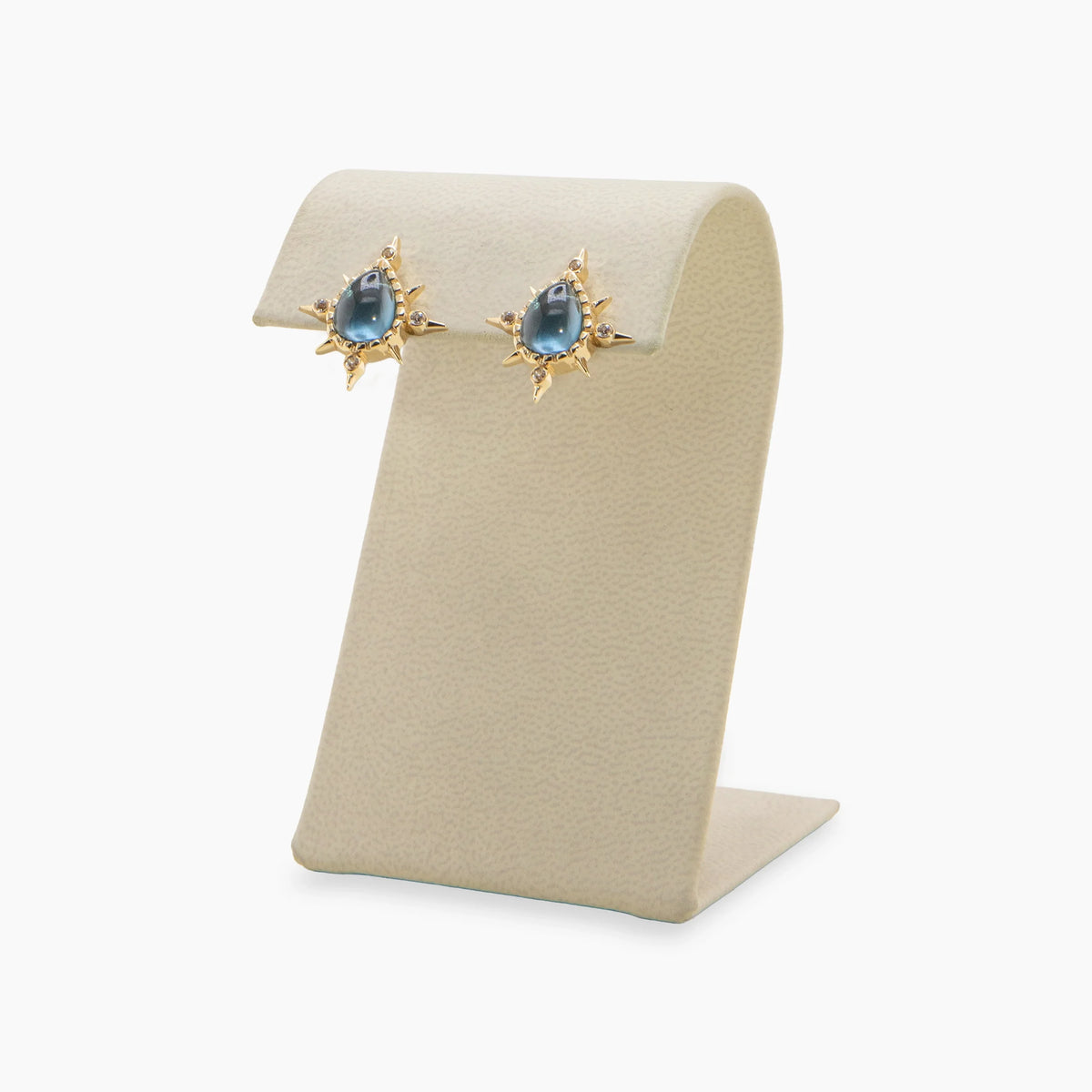 Awe Inspired Earrings 14K Gold Vermeil / Blue Quartz / Pair Archive Spiked Gemstone Teardrops