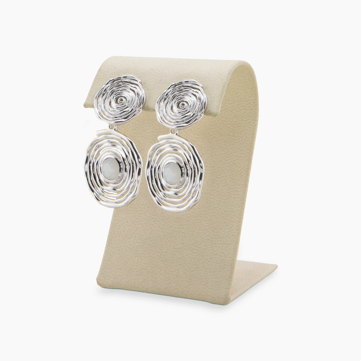 Awe Inspired Earrings 925 Sterling Silver / Rainbow Moonstone / Pair Archive Double Spiral Drop Earrings