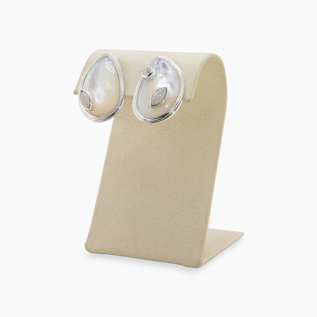 Awe Inspired Earrings 925 Sterling Silver / White Mother of Pearl Archive Gemstone Statement Studs
