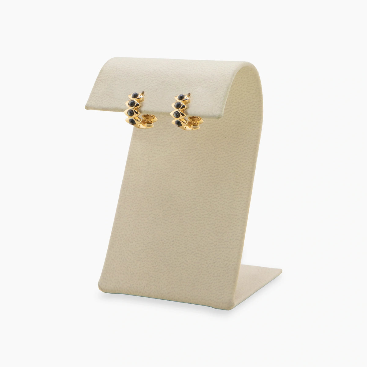 Awe Inspired Earrings 14K Gold Vermeil / Black Mother of Pearl / Pair Archive Spike Huggies