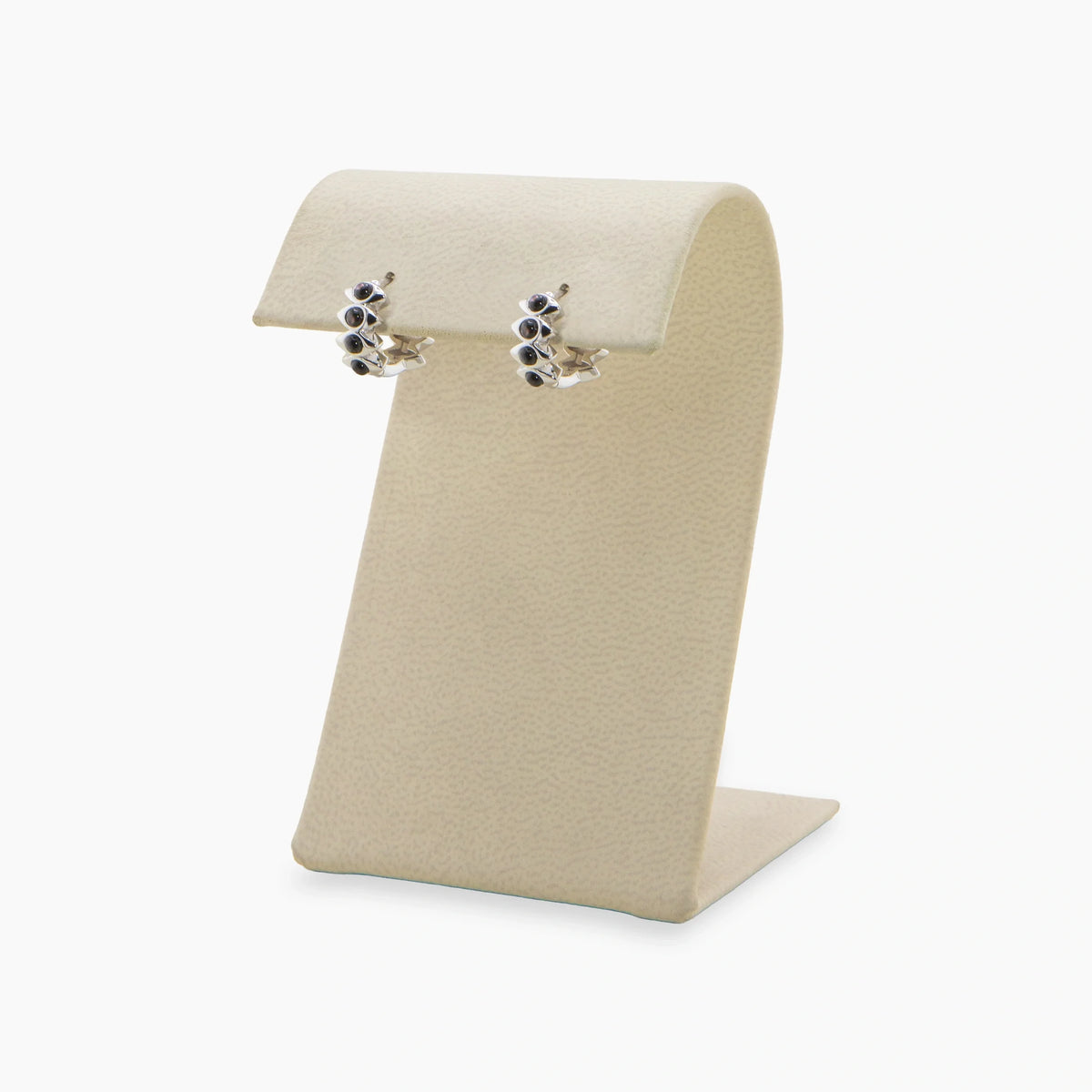 Awe Inspired Earrings 925 Sterling Silver / Black Mother of Pearl / Pair Archive Spike Huggies