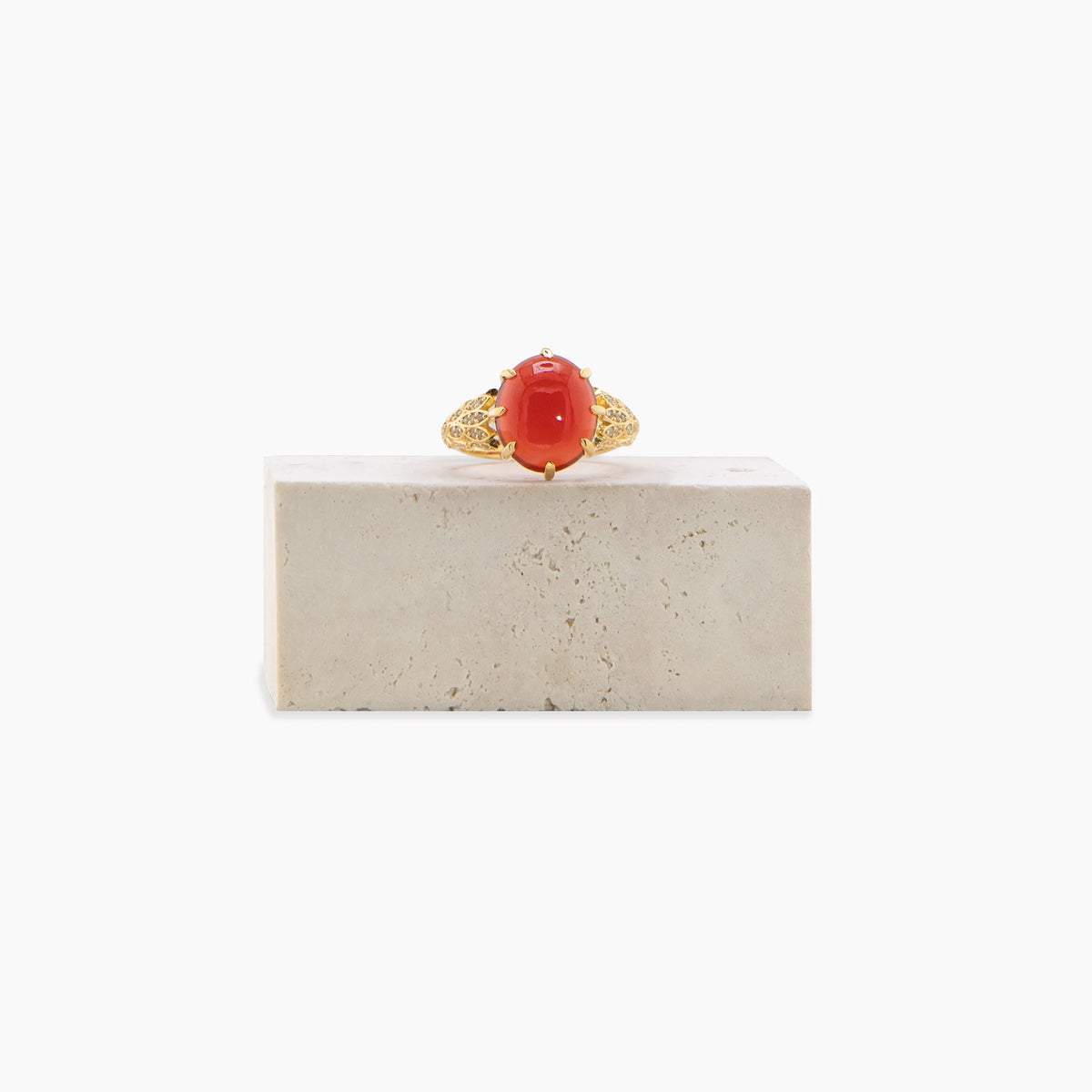 Awe Inspired Rings 14K Gold Vermeil / Red Onyx / 7 Archive Aura Ring
