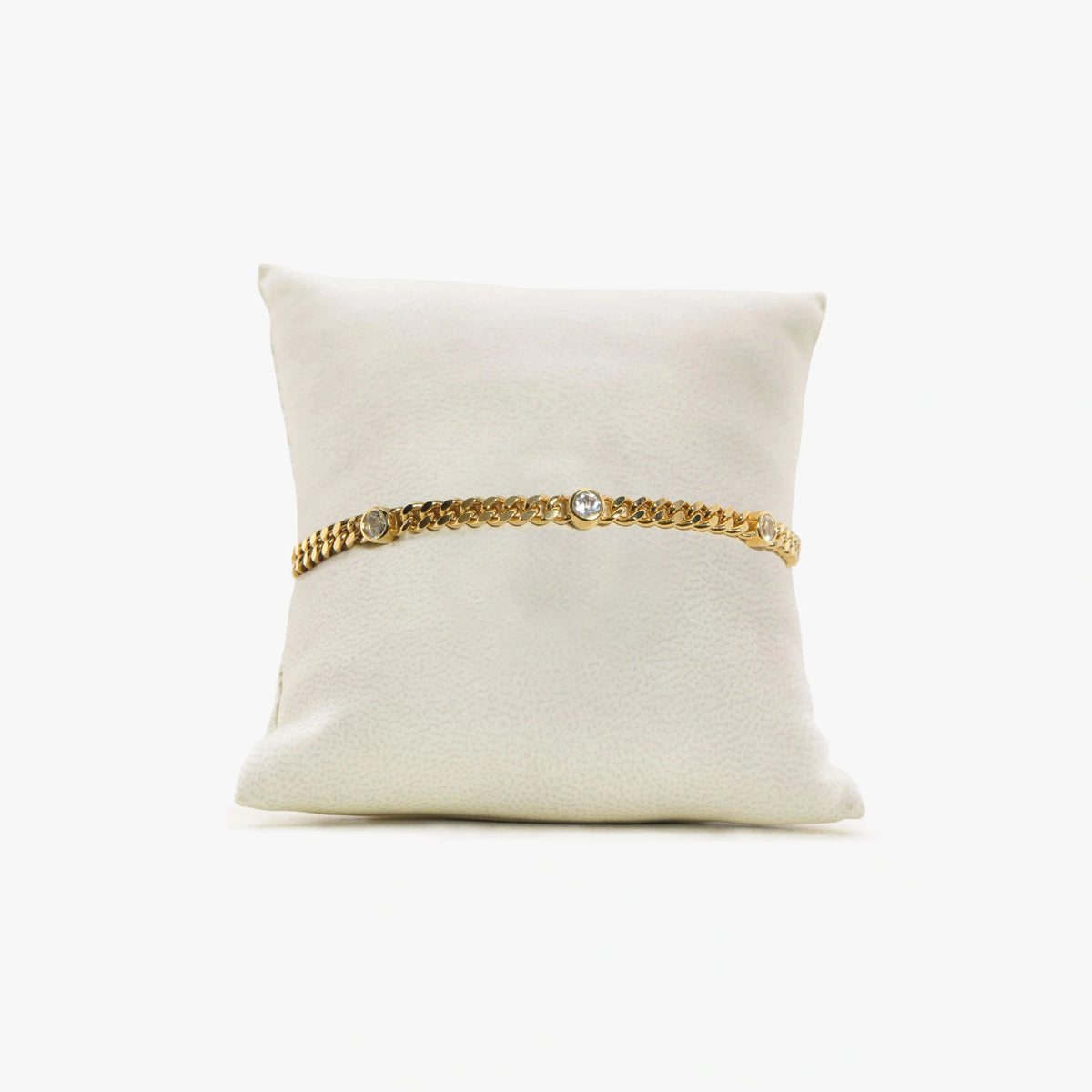 Awe Inspired Bracelets 14K Gold Vermeil / White Topaz / 7" Archive Bezel Station Chain Bracelet