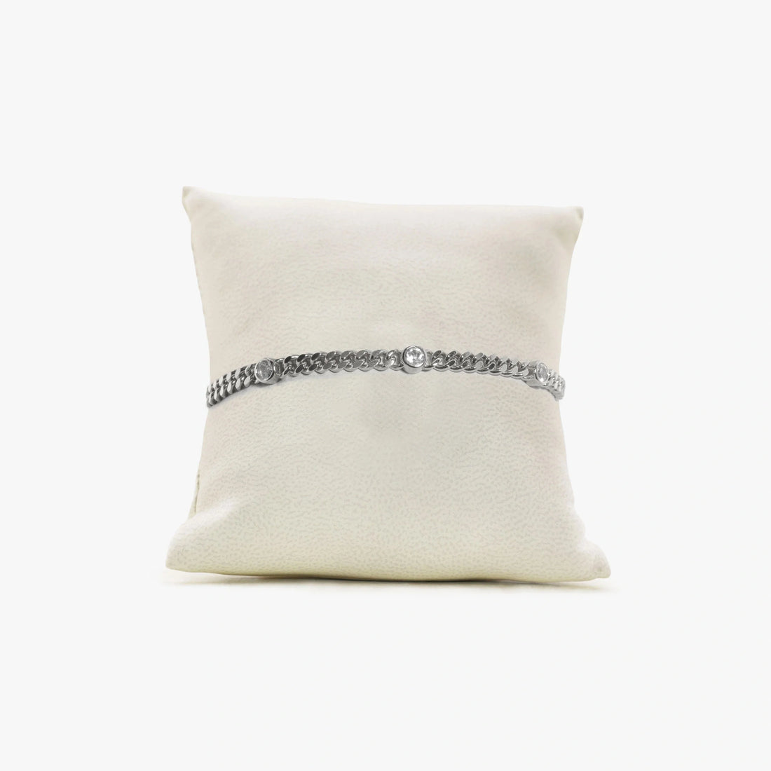 Awe Inspired Bracelets 925 Sterling Silver / White Topaz / 7" Archive Bezel Station Chain Bracelet