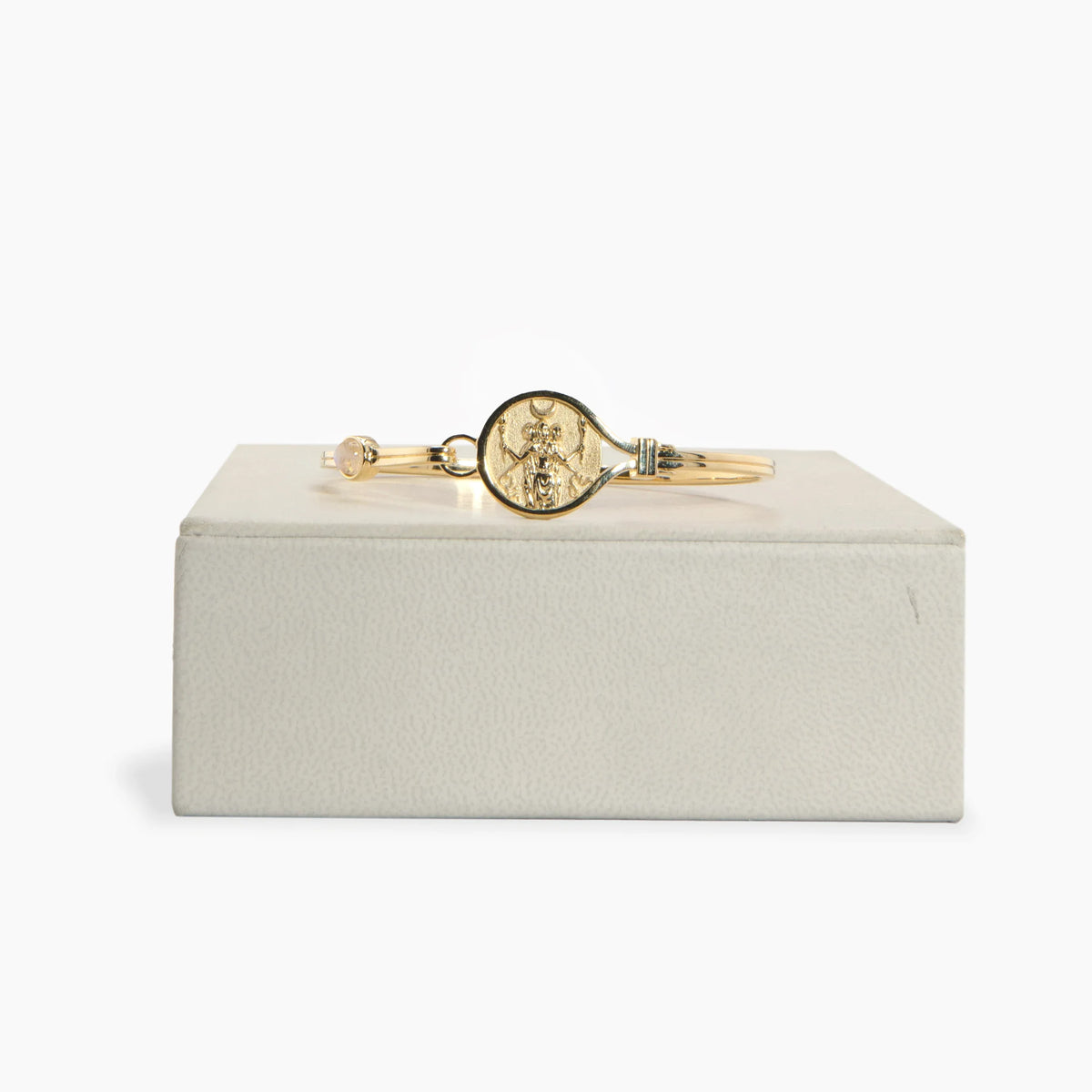 Awe Inspired Bracelets 14K Gold Vermeil / Rainbow Moonstone / 7.25" Archive Hecate Goddess Coin Bracelet