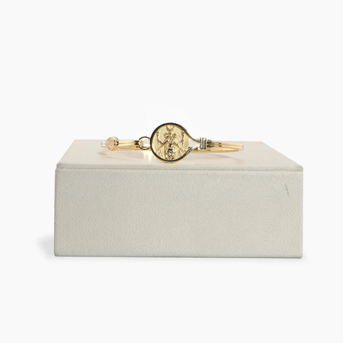 Awe Inspired Bracelets 14K Gold Vermeil / Rainbow Moonstone / 7.25" Archive Hecate Goddess Coin Bracelet