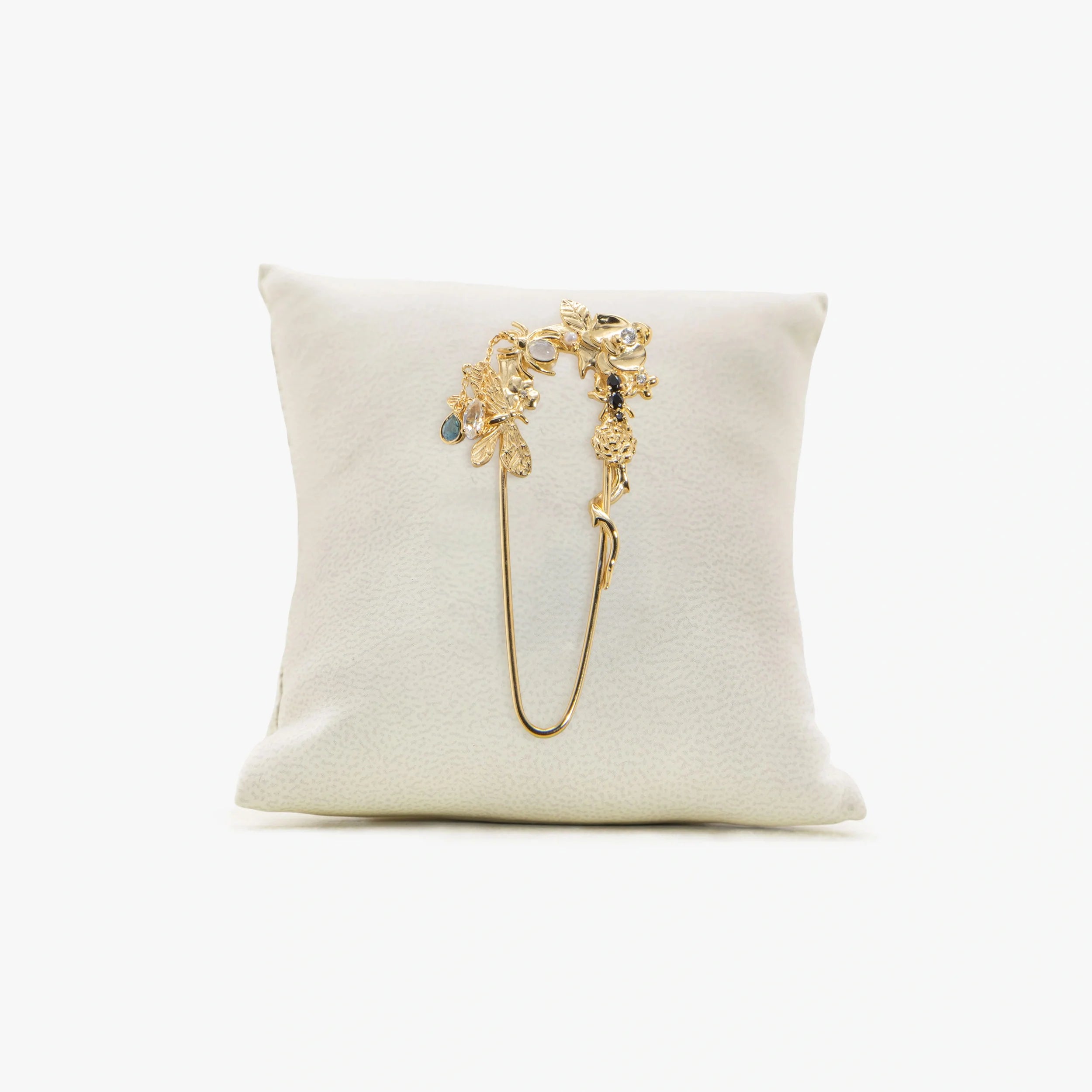 Awe Inspired Accessories 14K Gold Vermeil / Rainbow Moonstone Archive Secret Forest Lapel Pin