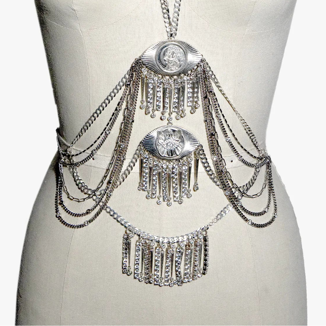 Awe Inspired Bodychain 925 Sterling Silver / White Topaz Archive She Wolf Body Chain