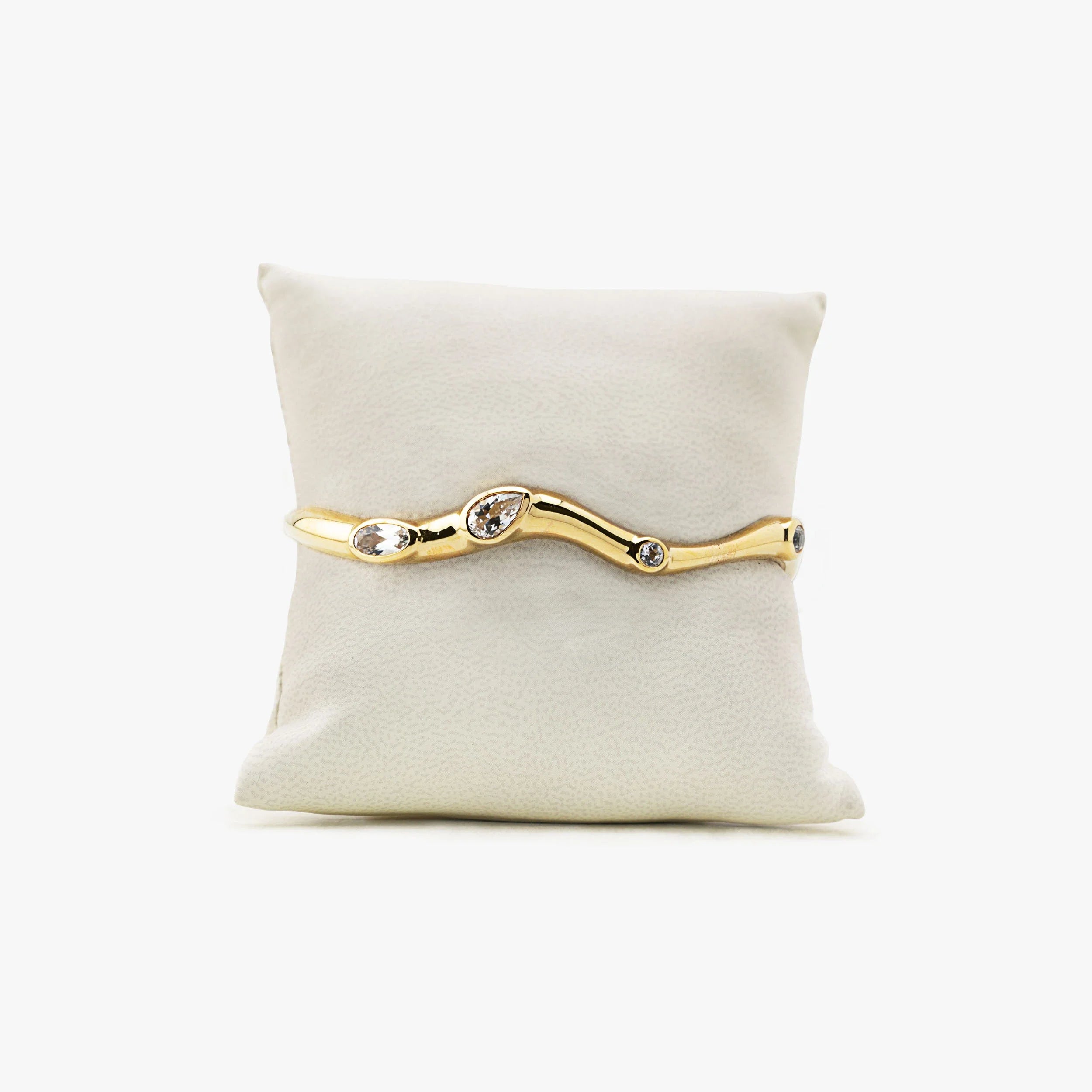 Awe Inspired Bracelets 14K Gold Vermeil / 925 Sterling Silver Archive Molten Scattered Gemstone Cuff-Fam