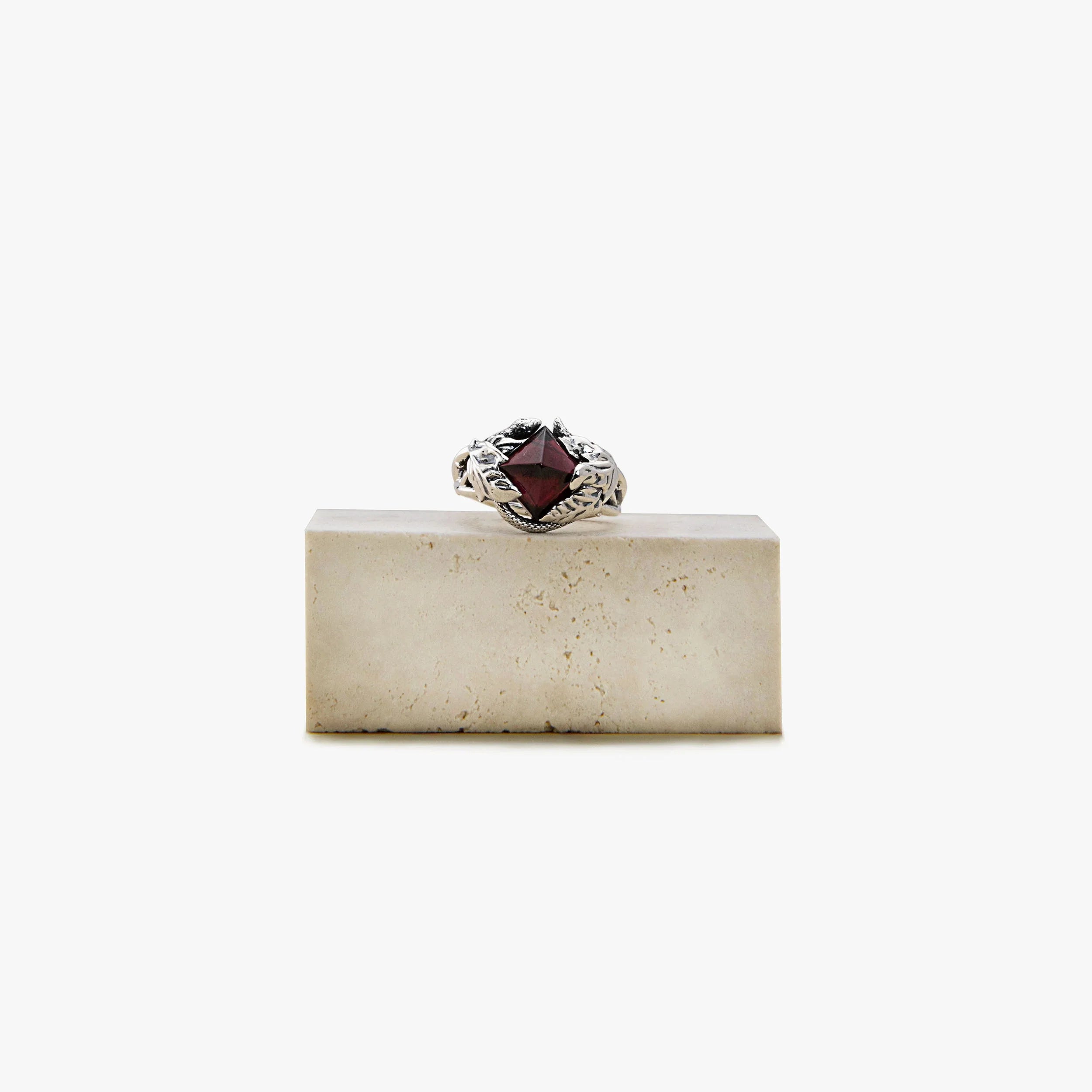 Awe Inspired Rings 925 Sterling Silver / Red Garnet / 9 Archive Snake in the Garden-Fam