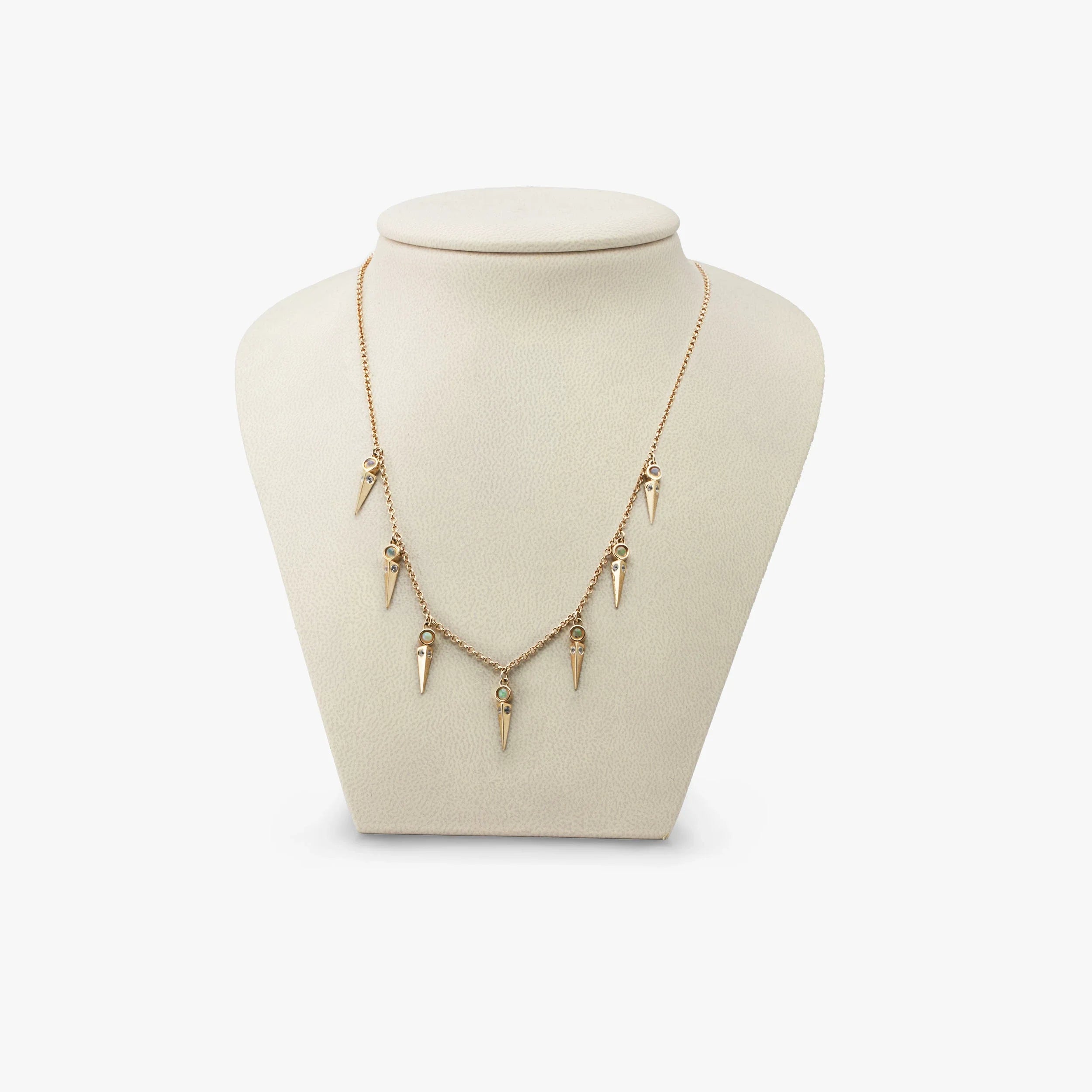 Awe Inspired Necklaces 14K Gold Vermeil / Rainbow Opal, White Topaz Archive Multi Spike Necklace