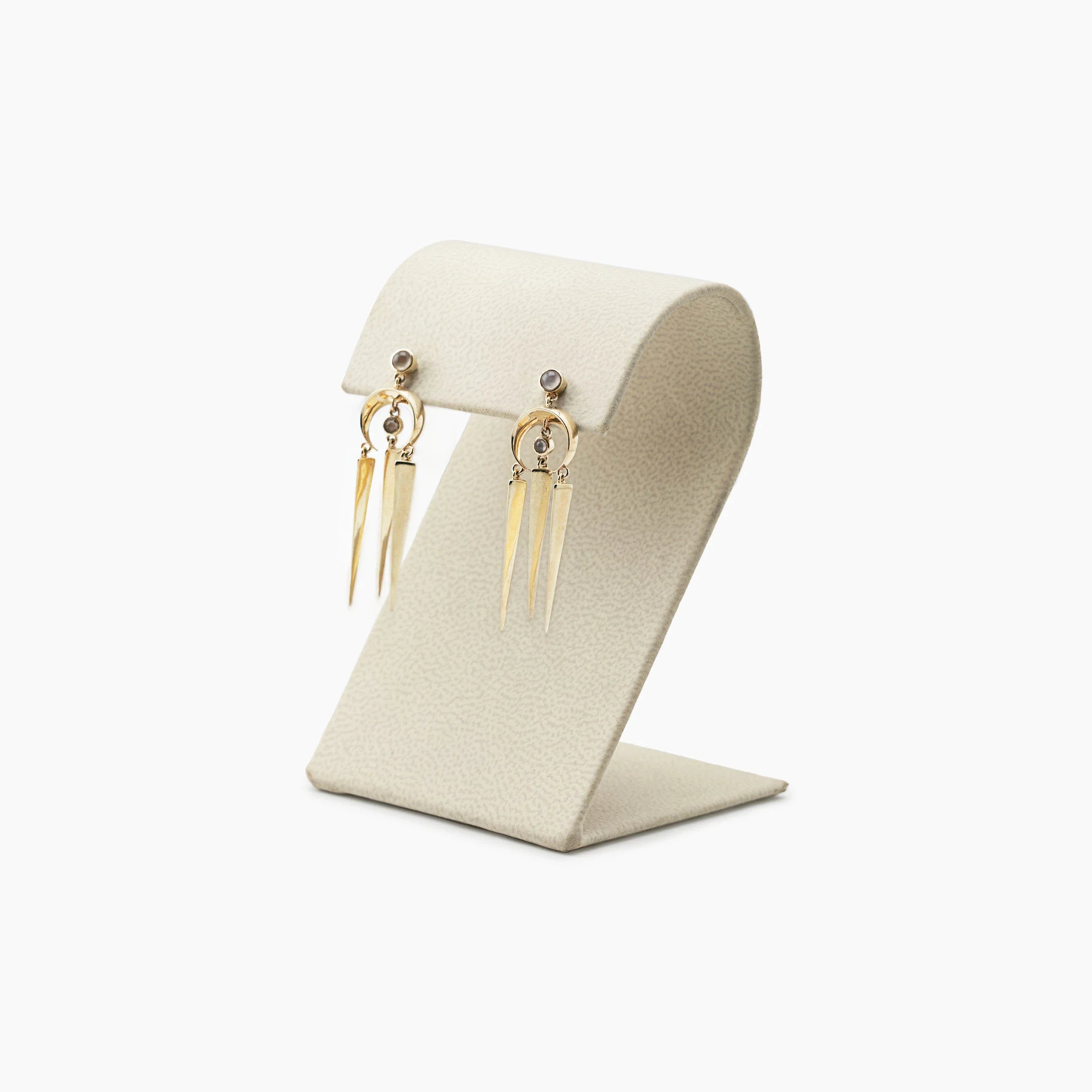 Awe Inspired Earrings 14K Gold Vermeil / Moonstone Archive Crescent Spike
