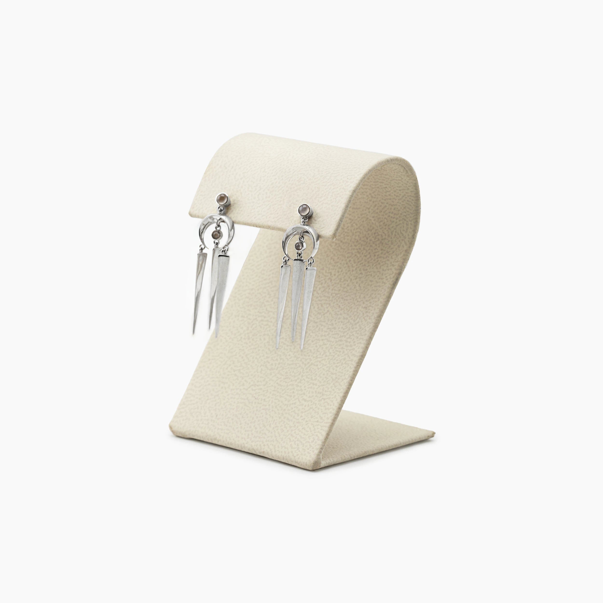 Awe Inspired Earrings 925 Sterling Silver Archive Lunula Chandelier Studs