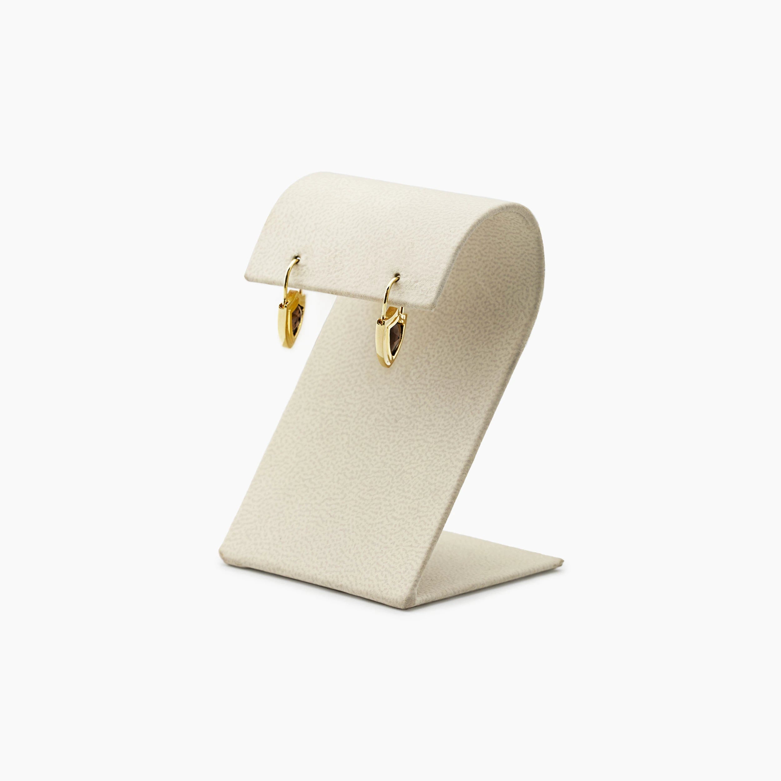 Awe Inspired Earrings 14K Gold Vermeil / Garnet Archive Shield Huggie