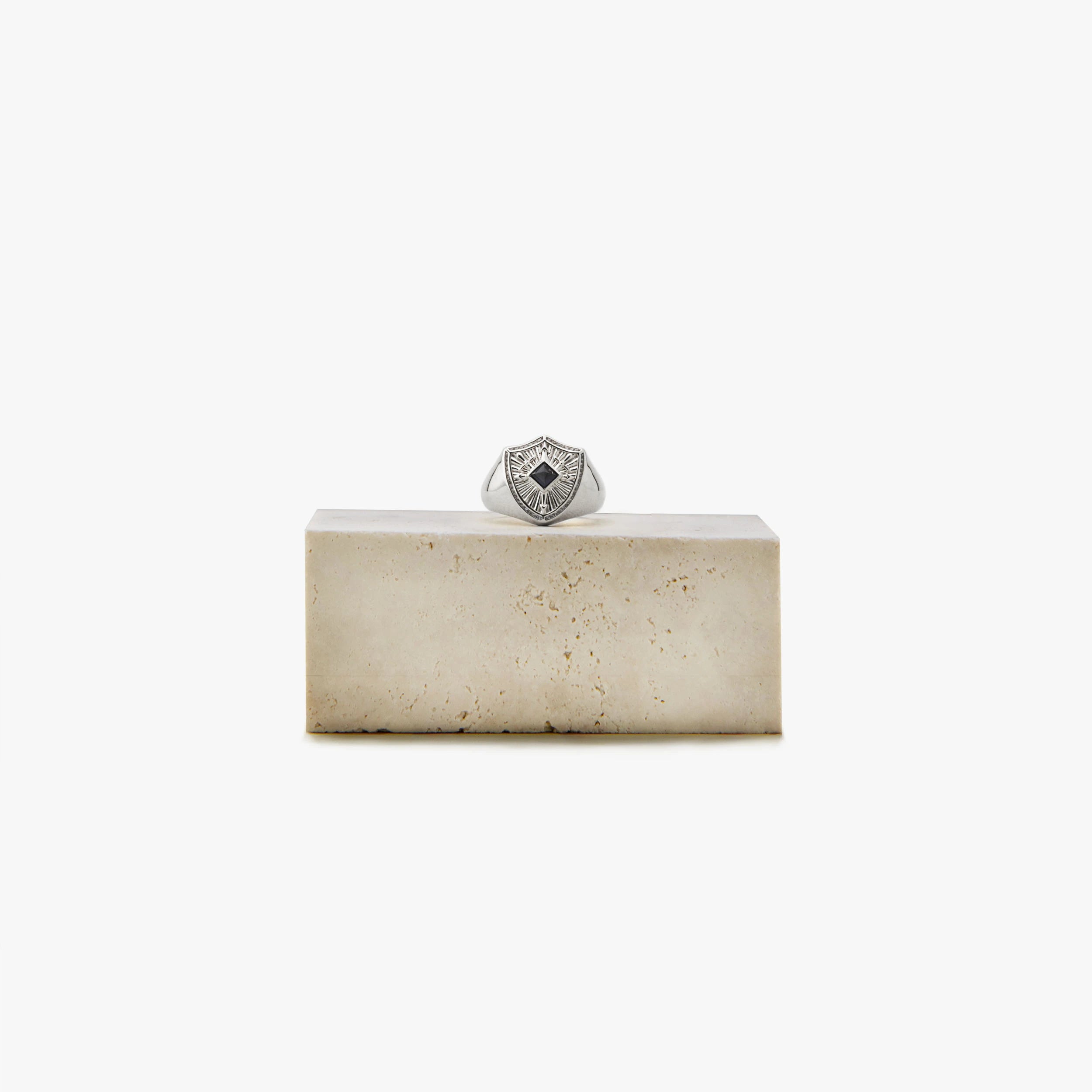 Awe Inspired Rings Oxidized 925 Sterling Silver Archive Gemstone Shield Ring