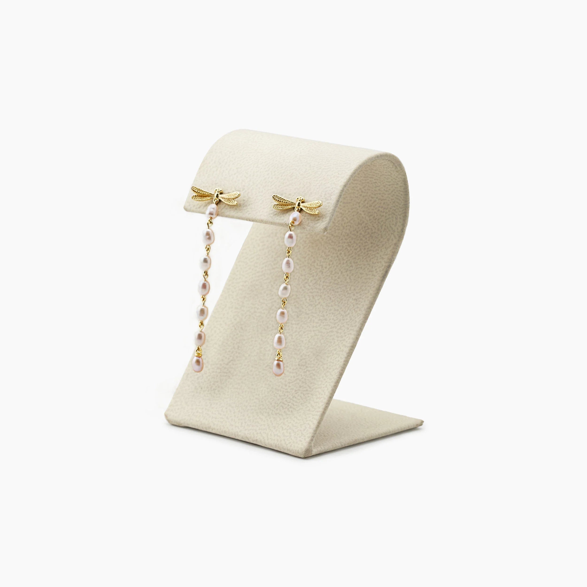 Awe Inspired Earrings 14K Gold Vermeil / Pink Pearl Archive Damesfly Drop Earring