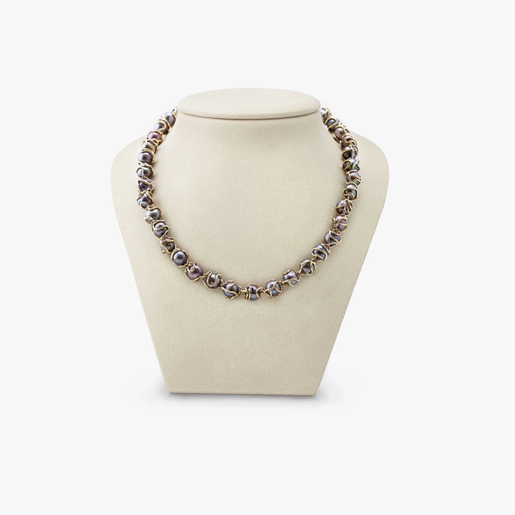Awe Inspired Necklaces 925 Sterling Silver / Green Pearl Archive Caged Pearl Necklace