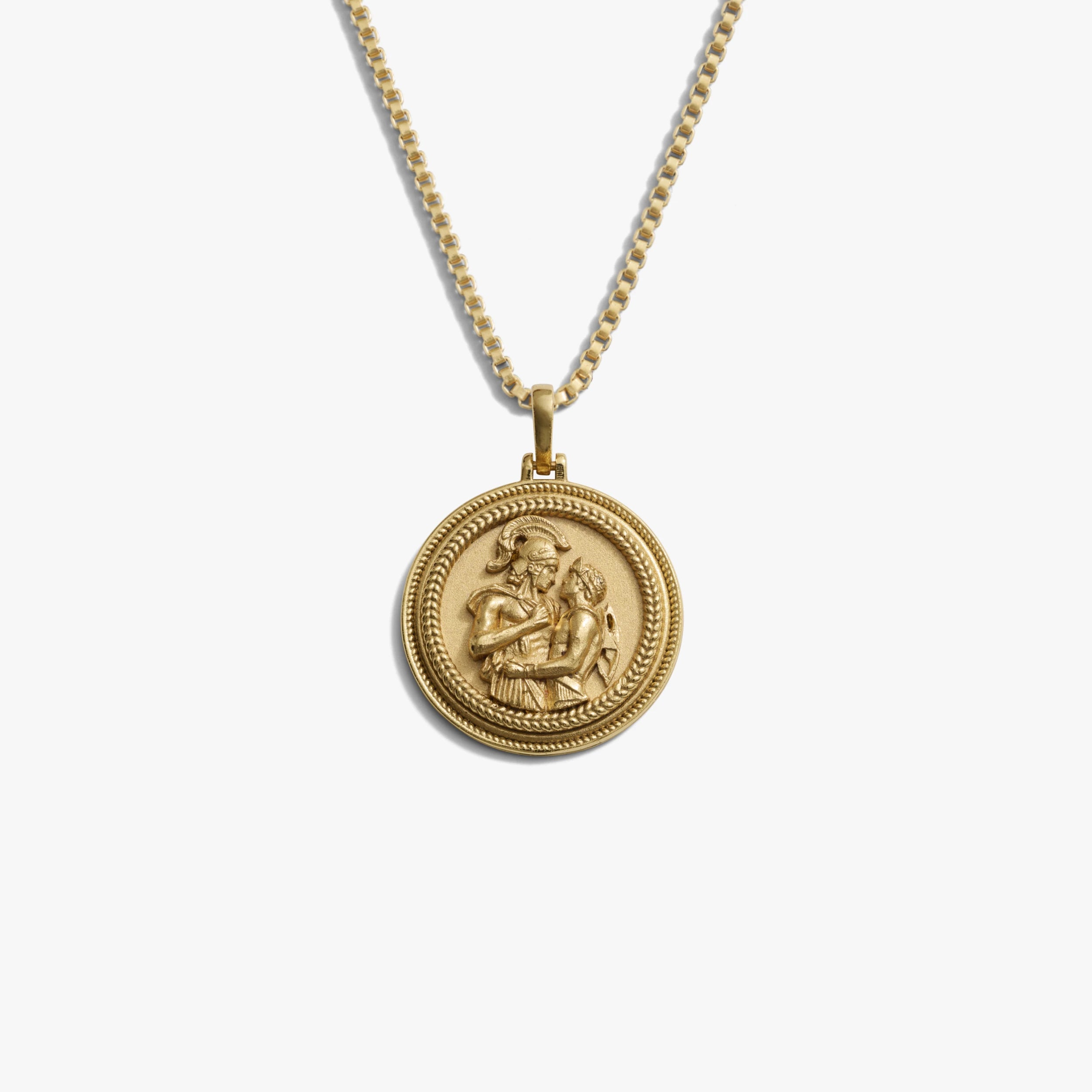 Awe Inspired Necklaces 14K Gold Vermeil / Box Chain / 16'' - 18'' Achilles + Patroclus Necklace