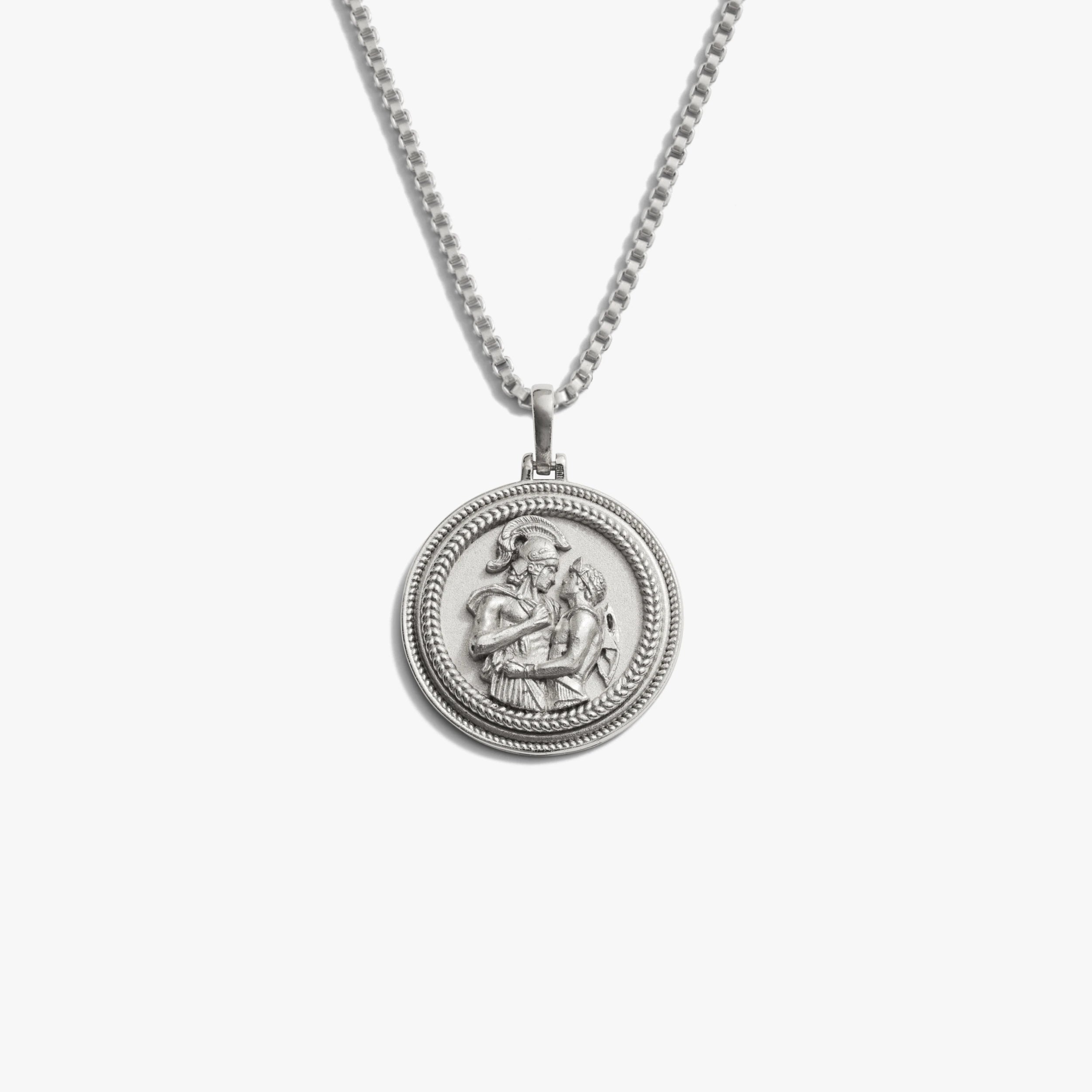 Awe Inspired Necklaces 925 Sterling Silver / Box Chain / 16'' - 18'' Achilles + Patroclus Necklace